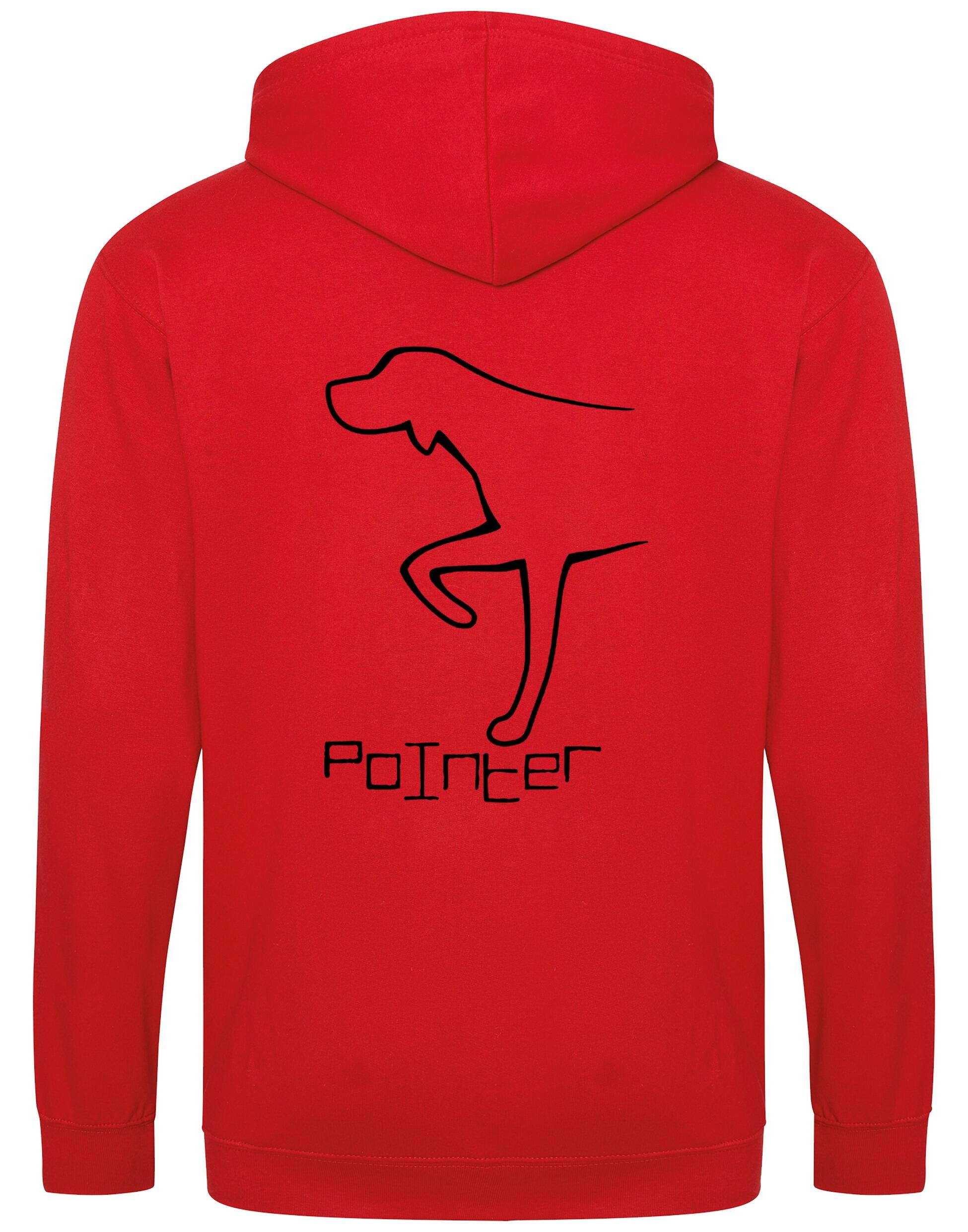 Pointer Zipped Hoodie – breathable, heavy-blend hoodie with full-zip closure, front pockets, double-fabric hood, and exclusive Pointer artwork, perfect for breed lovers and outdoor enthusiasts.