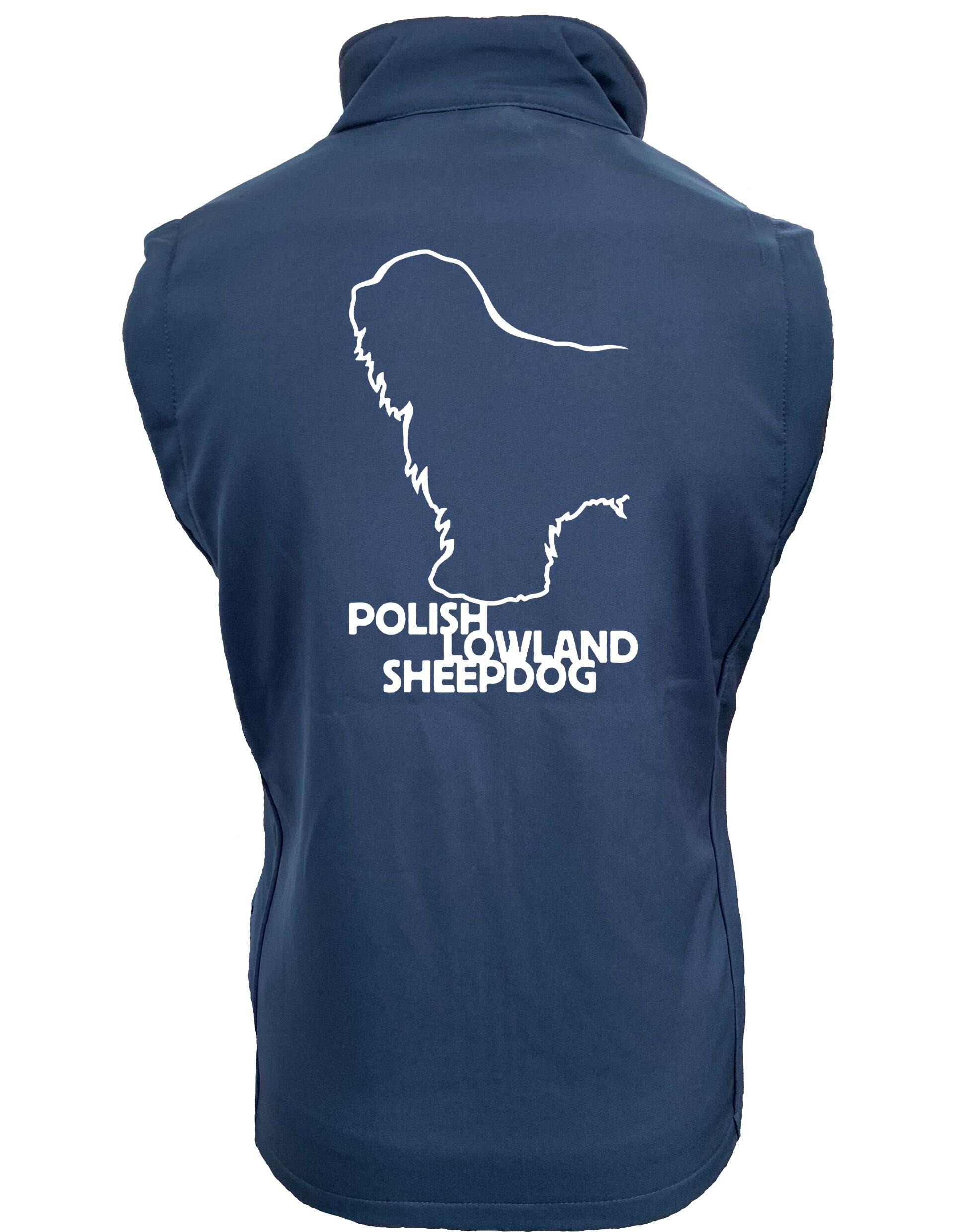 Polish Lowland Sheepdog Women’s Softshell Jacket featuring exclusive breed artwork, water-resistant fabric, and fleece-lined warmth for stylish outdoor comfort.