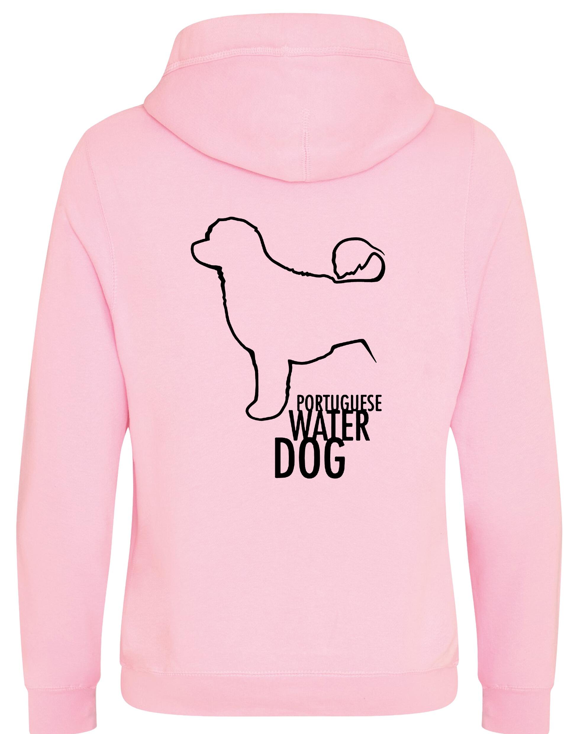 Unisex Portuguese Water Dog Crossneck Pullover Hoodie featuring exclusive breed artwork, premium heavy-blend fabric with a brushed fleece interior, a spacious kangaroo pocket, and ribbed cuffs for stylish, modern comfort.