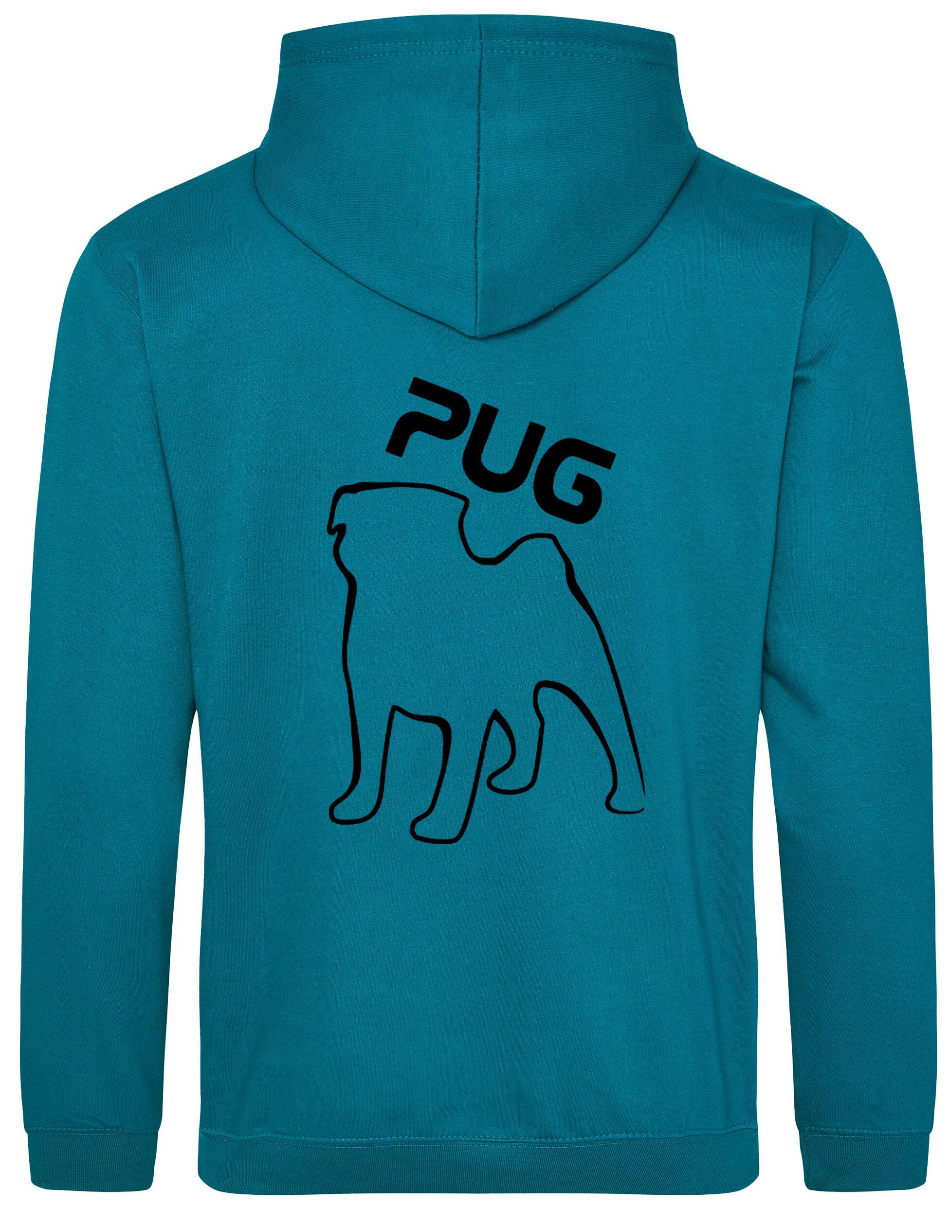 Unisex Pug (Outline) Design Pullover Hoodie featuring exclusive outline artwork, premium heavy-blend fabric with a brushed fleece interior, ribbed cuffs, a double-fabric hood, and a spacious kangaroo pocket for stylish comfort.
