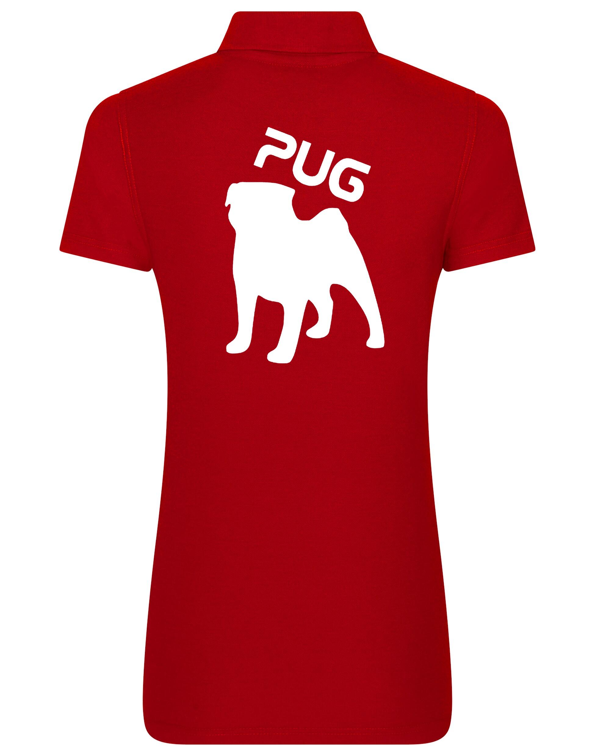 Women's Cotton Polo featuring an exclusive Pug (Silhouette) design, crafted from premium breathable cotton for all-day comfort and a flattering feminine fit, perfect for Pug enthusiasts.