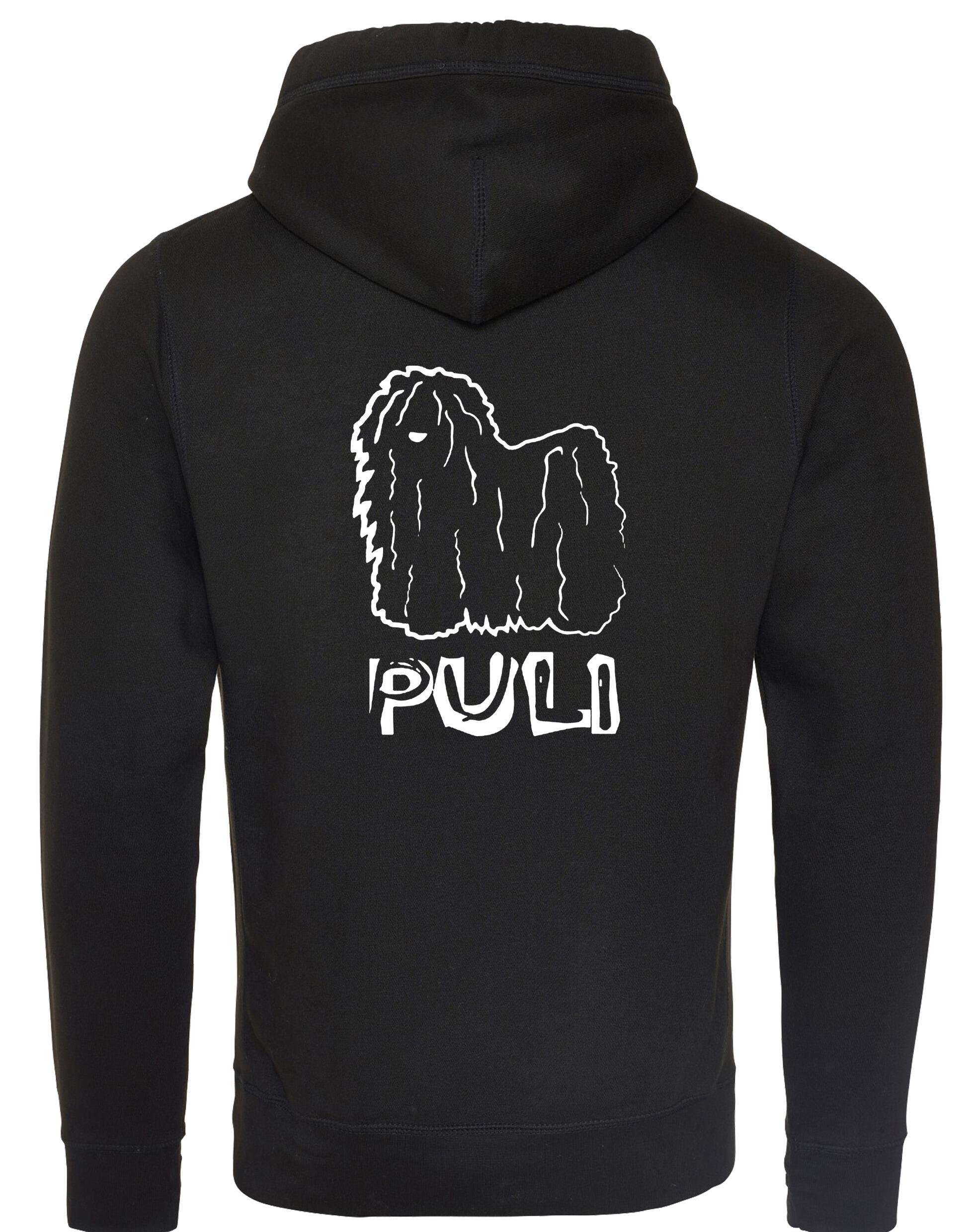 Unisex Hungarian Puli Crossneck Pullover Hoodie featuring exclusive breed artwork, crafted from premium heavy-blend fabric with a cozy brushed fleece interior, a spacious kangaroo pocket, and a modern crossneck design for stylish, comfortable outdoor wear.