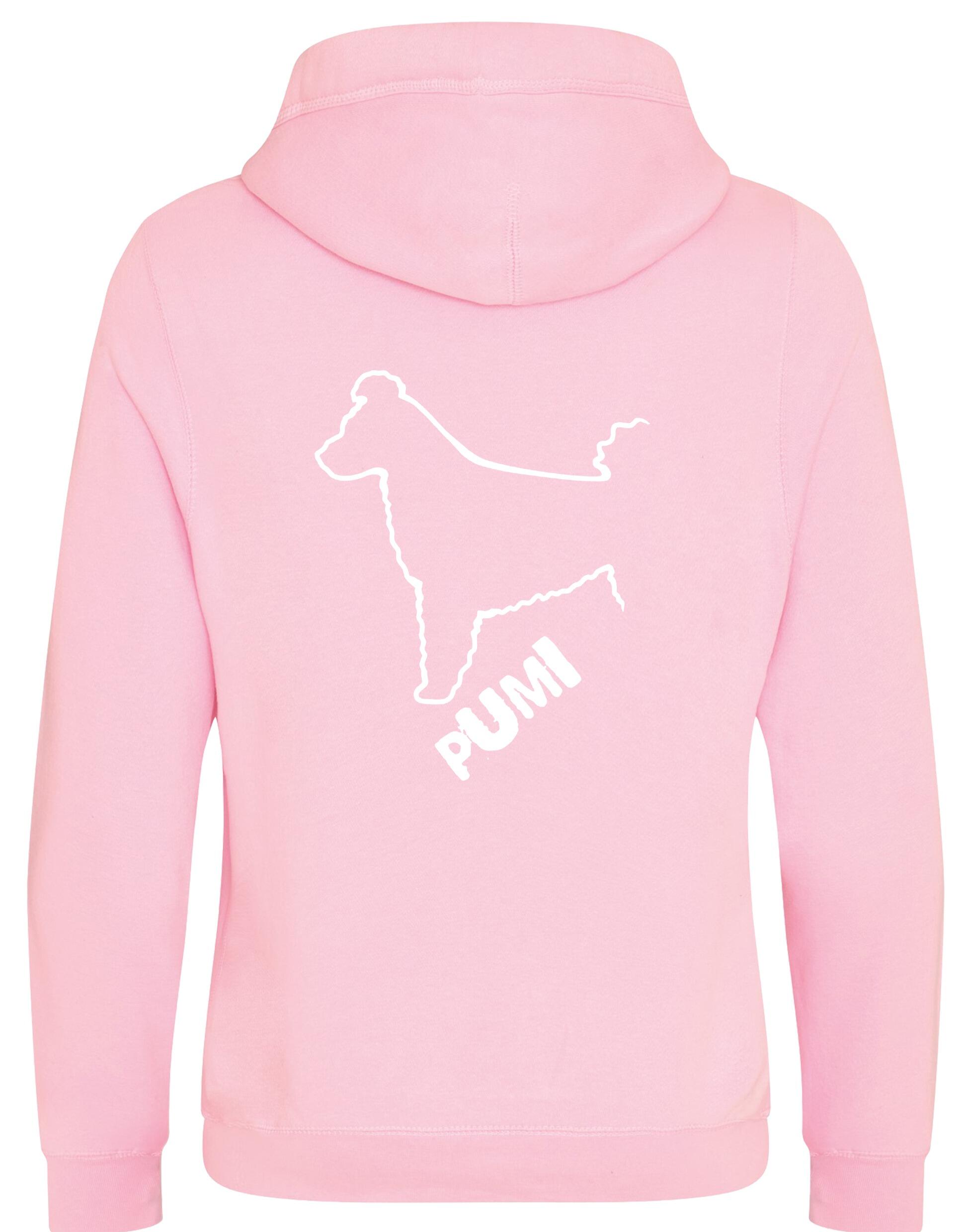 Unisex Hungarian Pumi Crossneck Pullover Hoodie featuring exclusive breed artwork, crafted from premium heavy-blend fabric with a cozy brushed fleece interior, a spacious kangaroo pocket, and a modern crossneck design for stylish, comfortable outdoor wear.