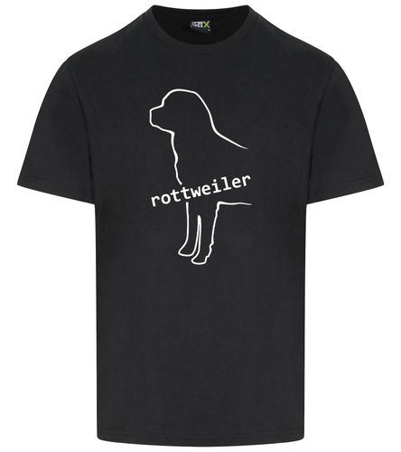 Rottweiler Unisex Roundneck T-shirt featuring exclusive breed artwork, soft breathable cotton fabric, relaxed unisex fit, and classic round neckline for comfort, style, and breed pride.