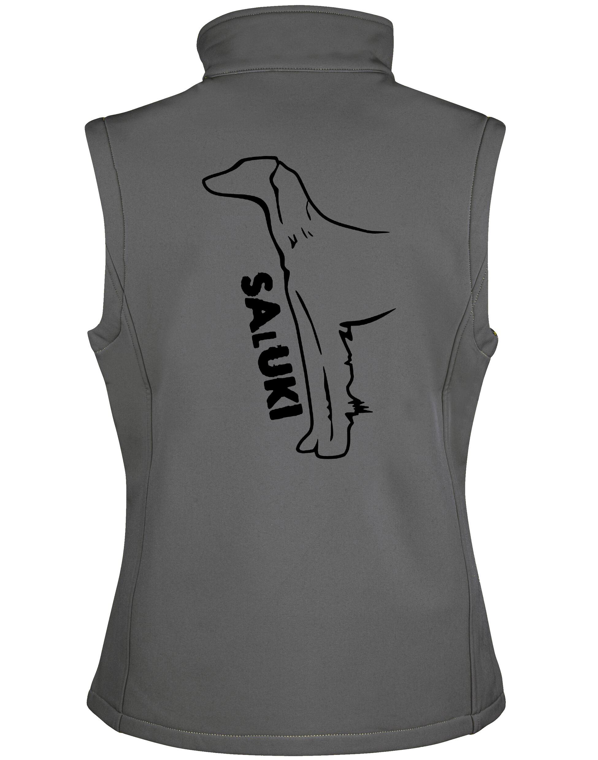 Saluki Unisex Softshell Jacket featuring exclusive breed artwork, water-resistant outer fabric, soft fleece lining, and a versatile unisex fit for comfort, warmth, and style.