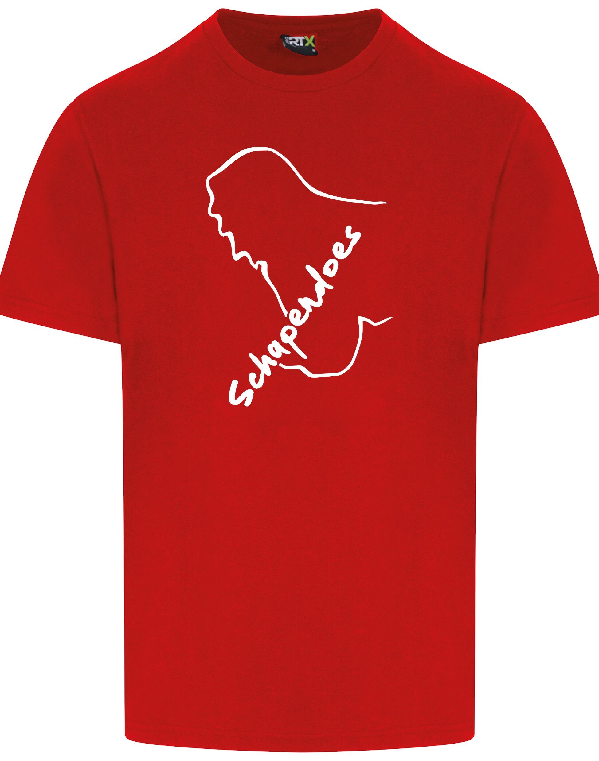 Unisex Roundneck T-shirt featuring exclusive Schapendoes artwork, lightweight breathable cotton fabric, classic round neckline, and relaxed fit – perfect for breed enthusiasts.