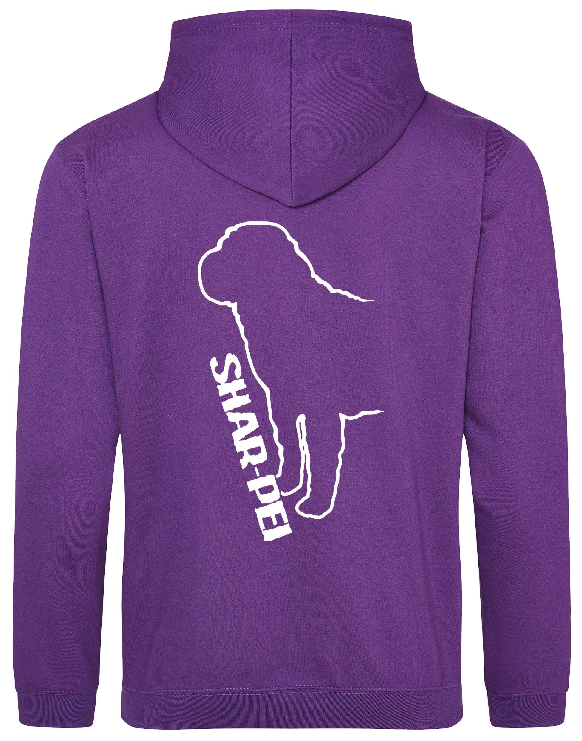 Shar Pei Design Pullover Hoodie featuring exclusive breed artwork, double-fabric hood, and kangaroo pocket.
