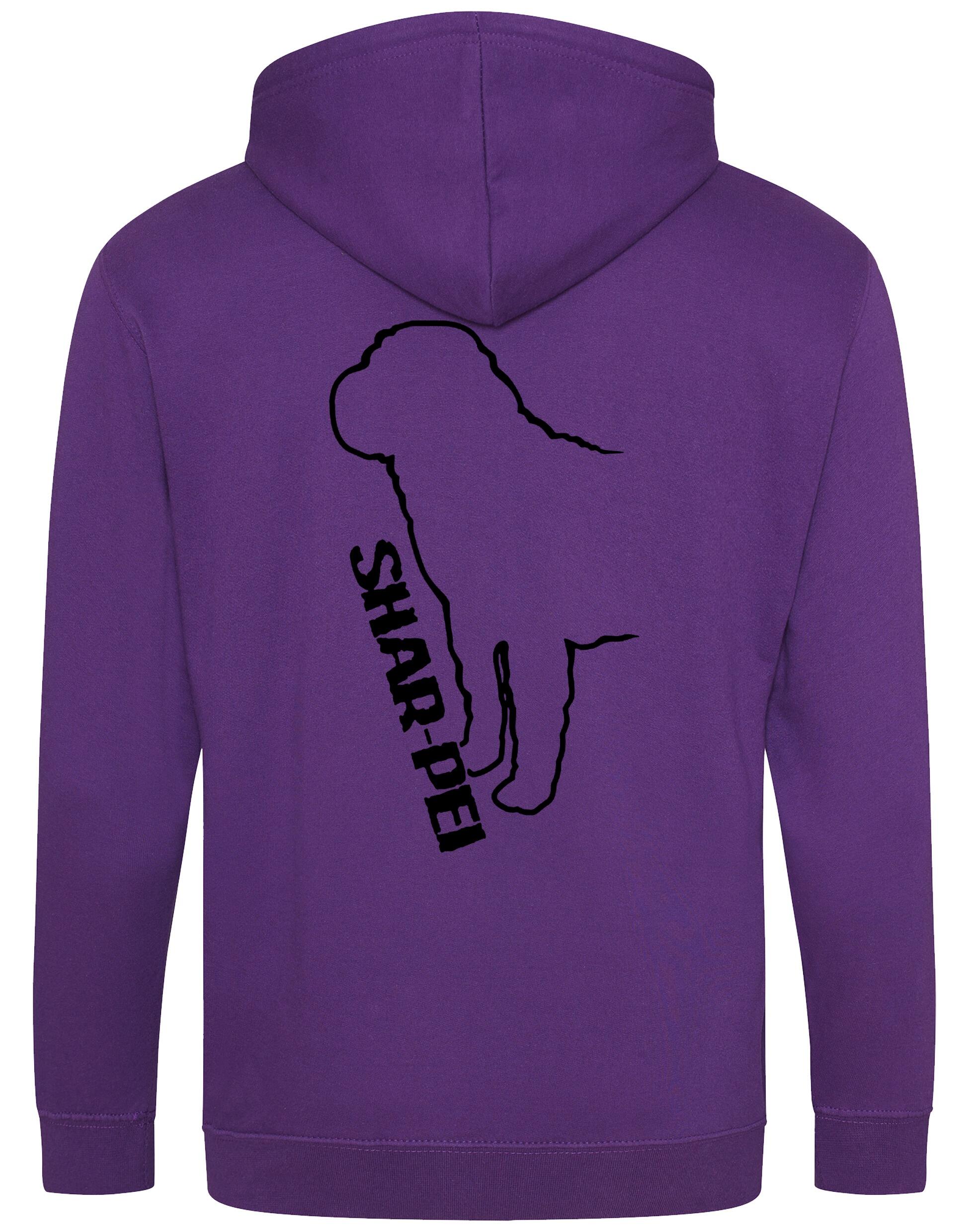 Shar Pei Zipped Hoodie featuring exclusive breed artwork and customizable options.