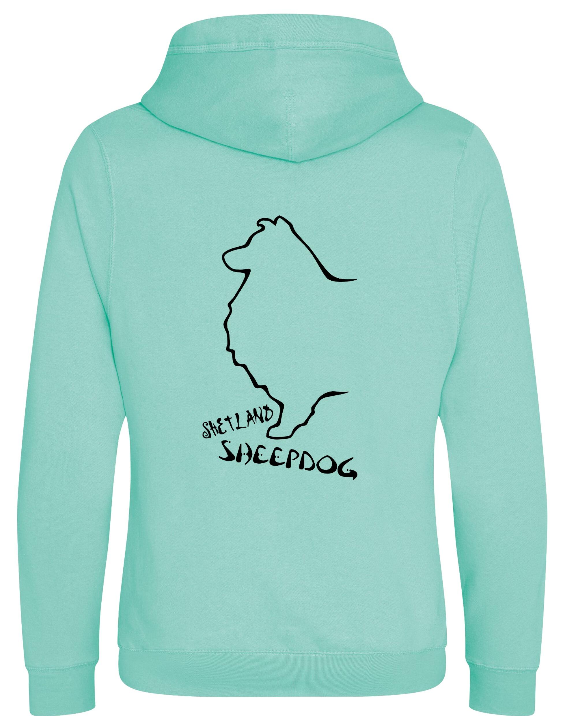 Unisex Crossneck Pullover Hoodie featuring exclusive Shetland Sheepdog graphic design.