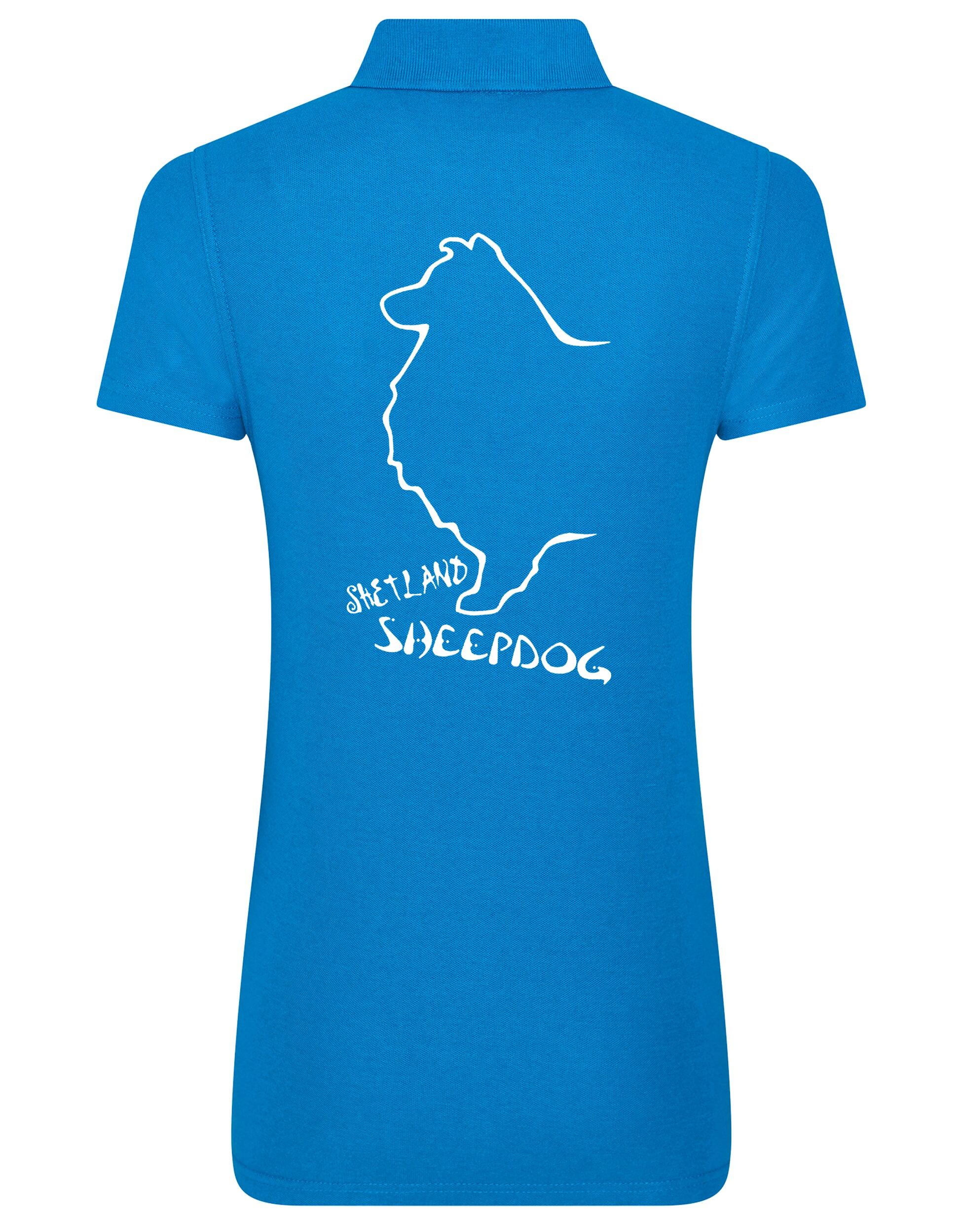 Women’s Cotton Polo featuring exclusive Shetland Sheepdog artwork on the back