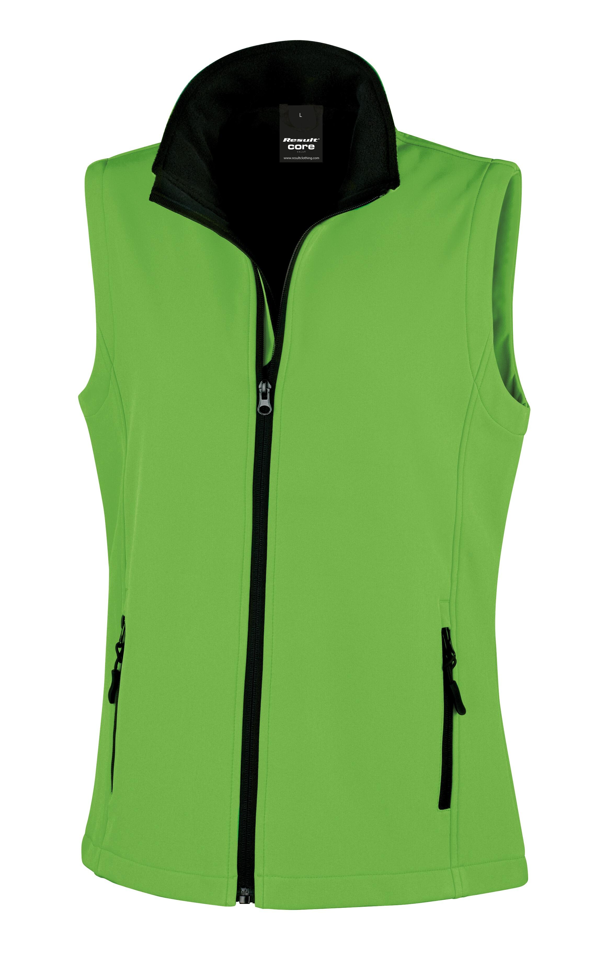 Women’s softshell gilet featuring exclusive Shiba Inu artwork on the back, water-resistant fabric, fleece lining, and a flattering feminine fit ideal for dog walking and everyday outdoor wear.