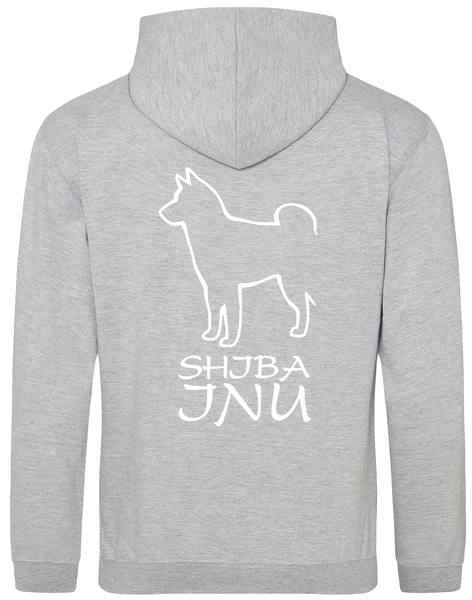 Heavy-blend pullover hoodie with exclusive Shiba Inu artwork on the back and paw prints on the front, featuring a kangaroo pouch pocket and double-fabric hood – ideal for dog lovers seeking comfort, warmth, and breed pride.