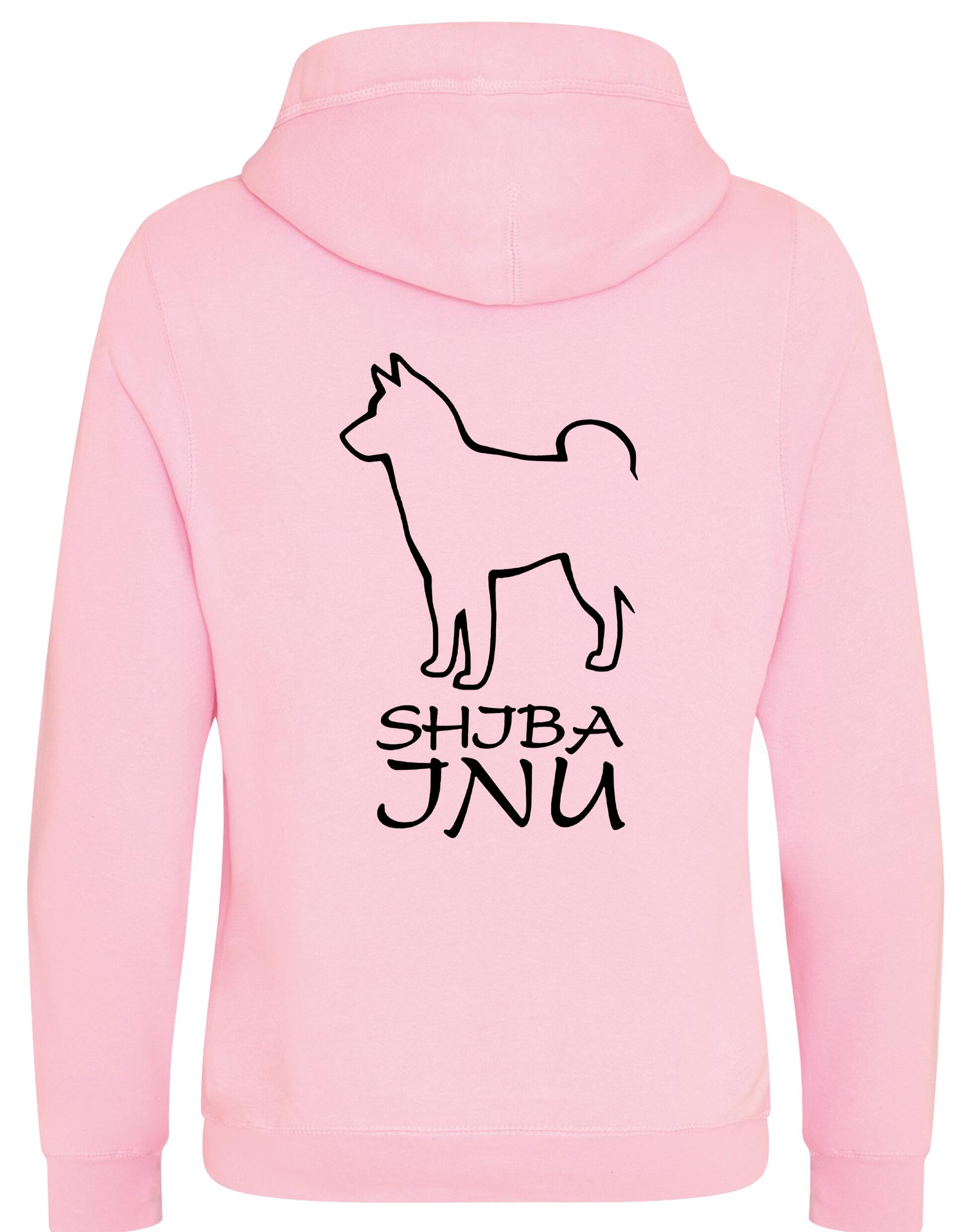 Unisex crossneck pullover hoodie with exclusive Shiba Inu artwork on the back, featuring a fleece-lined interior, kangaroo pocket, and ribbed cuffs – a cozy and stylish choice for breed lovers.