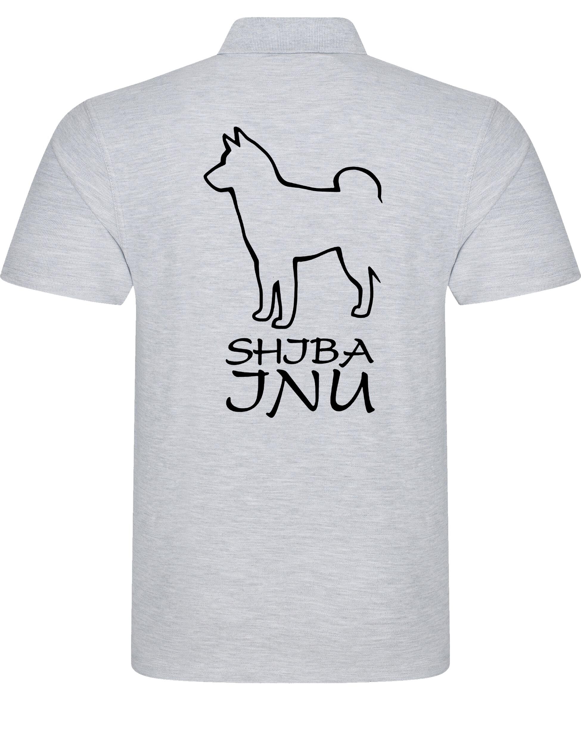 Unisex cotton polo shirt with exclusive Shiba Inu design on the back, made from lightweight breathable fabric with a relaxed fit, perfect for casual wear, dog events, or everyday outings.