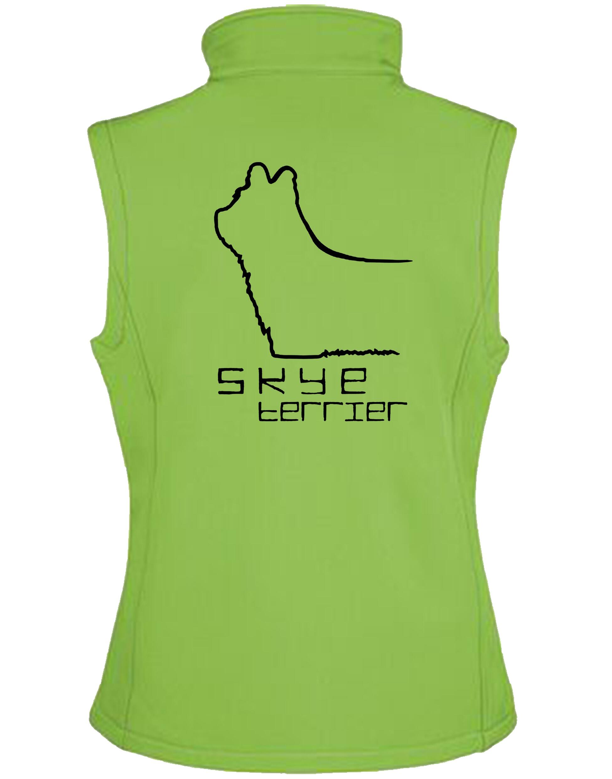 Unisex softshell jacket featuring detailed Skye Terrier artwork on the back, designed with water-resistant fabric and fleece lining—perfect for outdoor wear, dog events, and breed enthusiasts.