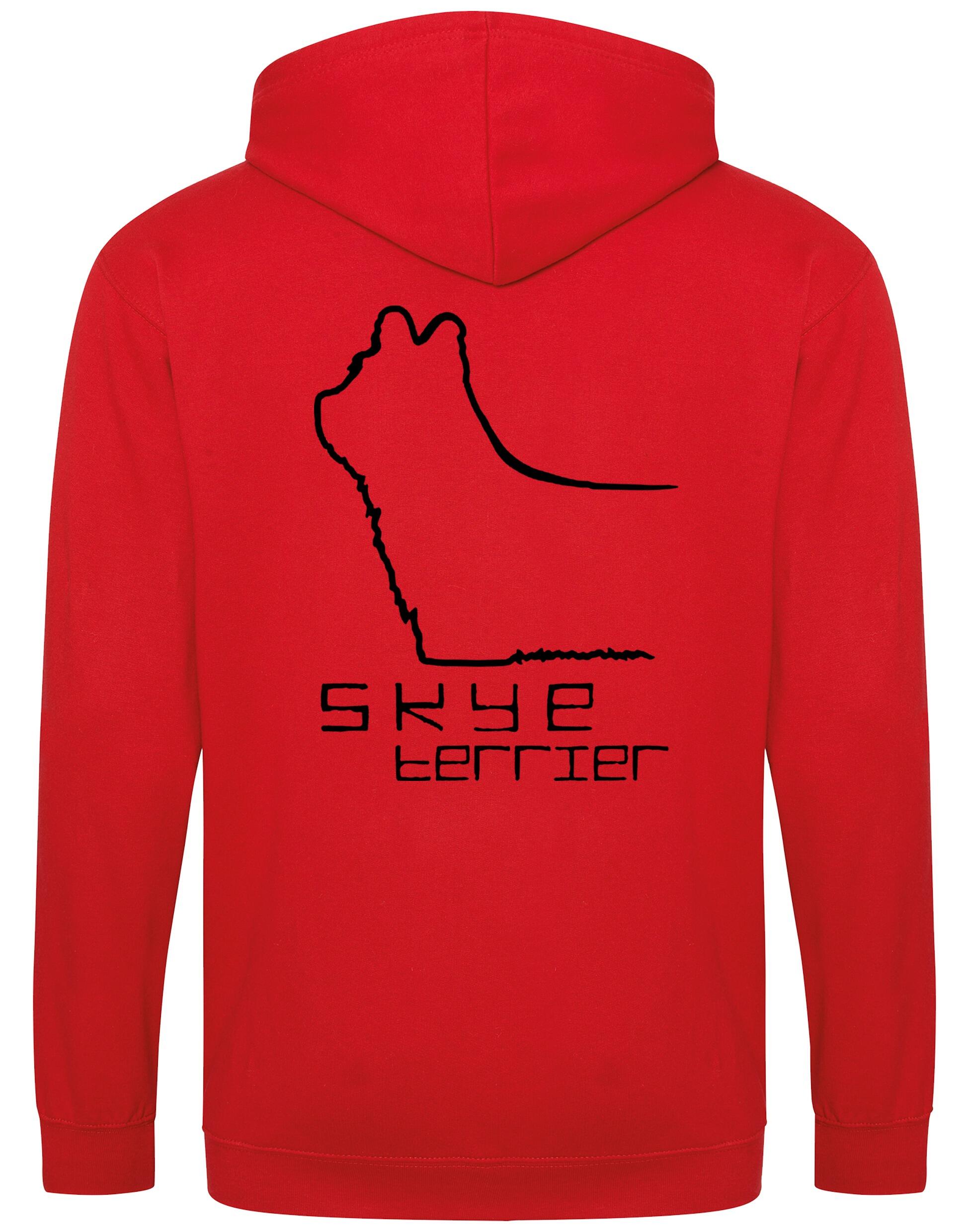 Unisex zipped hoodie with exclusive Skye Terrier design on the back and paw prints on the front, complete with double-fabric hood and front pockets. A warm, stylish piece for Skye Terrier lovers, perfect for dog shows, outdoor walks, or everyday comfort.