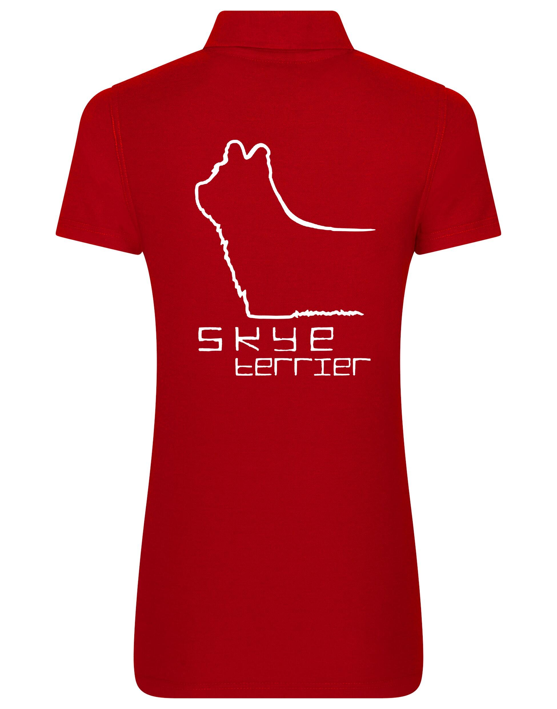 Women’s cotton polo featuring exclusive Skye Terrier artwork on the back. Soft and breathable with a flattering feminine fit, perfect for casual outings, dog shows, or breed club events.