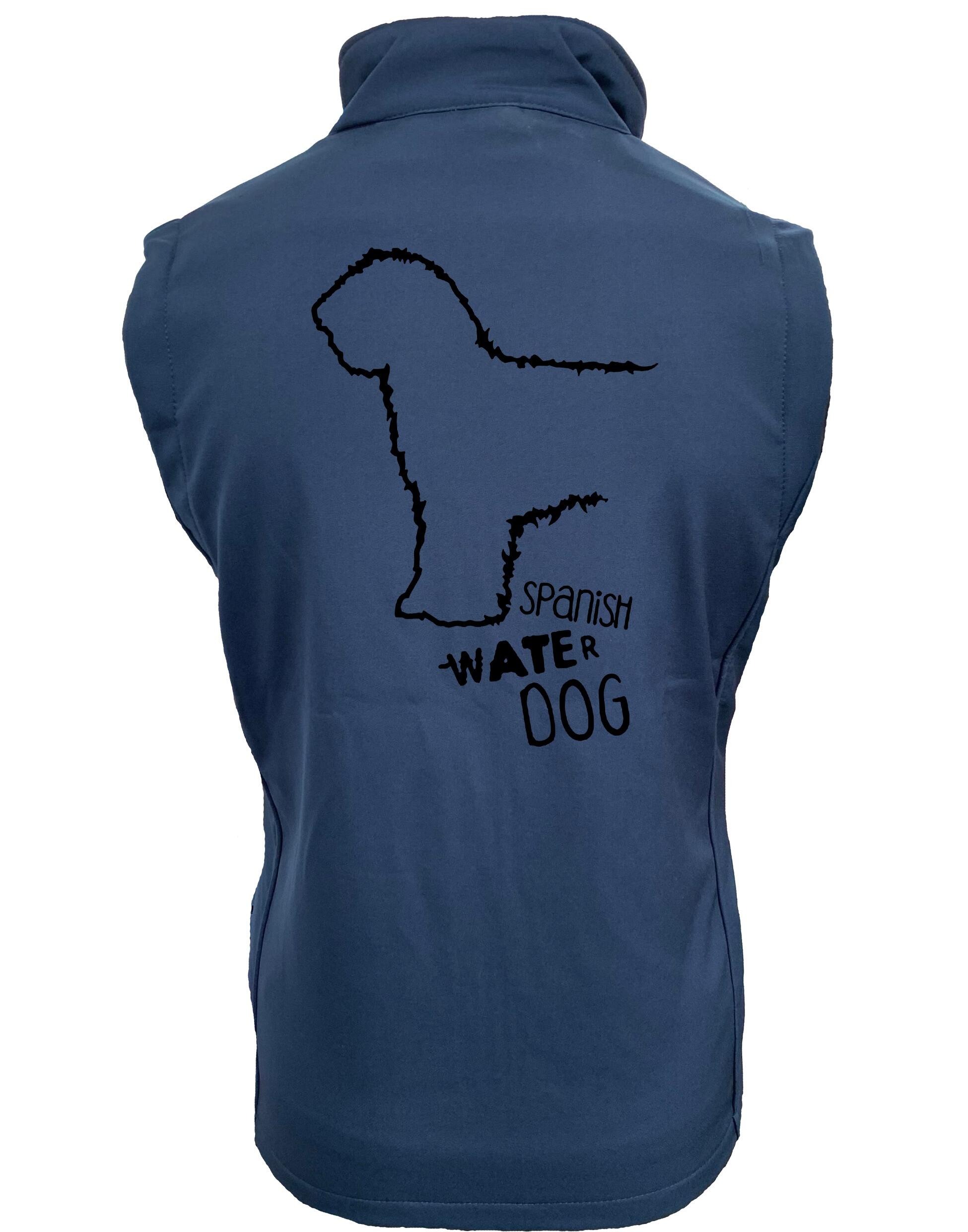 Unisex softshell gilet with Spanish Water Dog design on the back. Features water-resistant fabric, fleece lining, full-zip front, and side pockets—ideal for outdoor walks, breed events, or everyday layering.