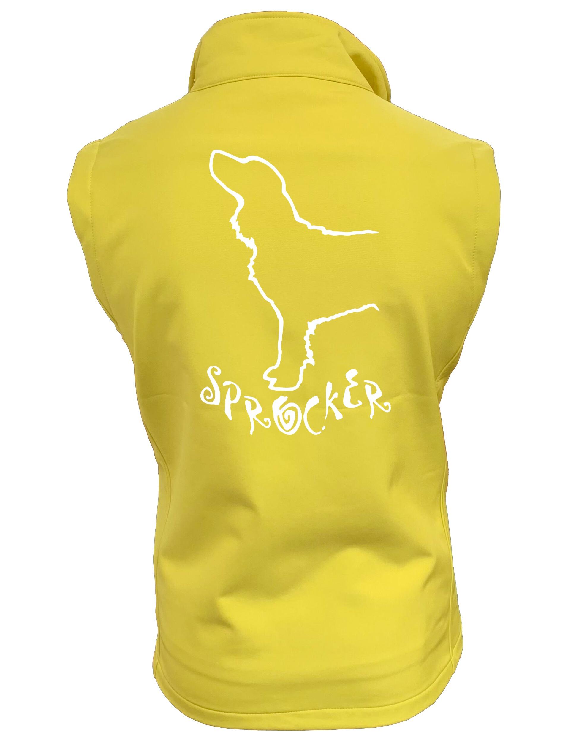 Women’s Softshell Jacket featuring exclusive Sprocker Spaniel design on the back. Tailored feminine fit with water-resistant exterior and fleece lining, ideal for active outdoor wear and showing your love for the Sprocker breed.