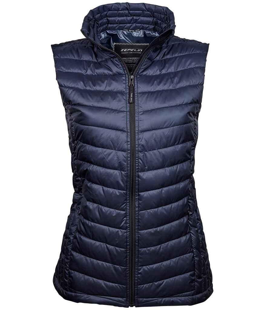 T9633 (9633) Tee Jays Ladies Zepelin Padded Bodywarmer NAVY FRONT