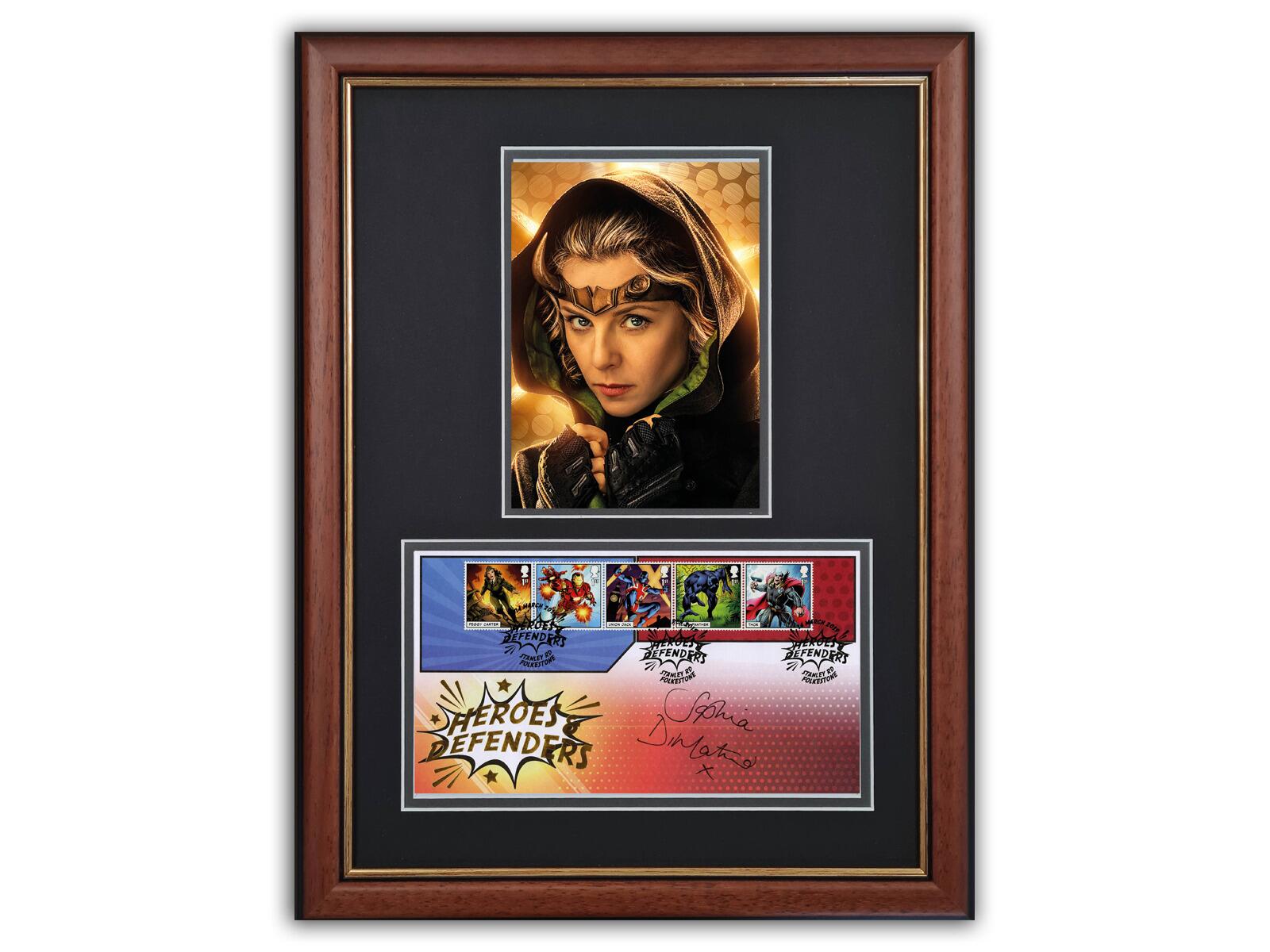 Marvel, signed Sophia di Martino who played female Loki - Brown Frame