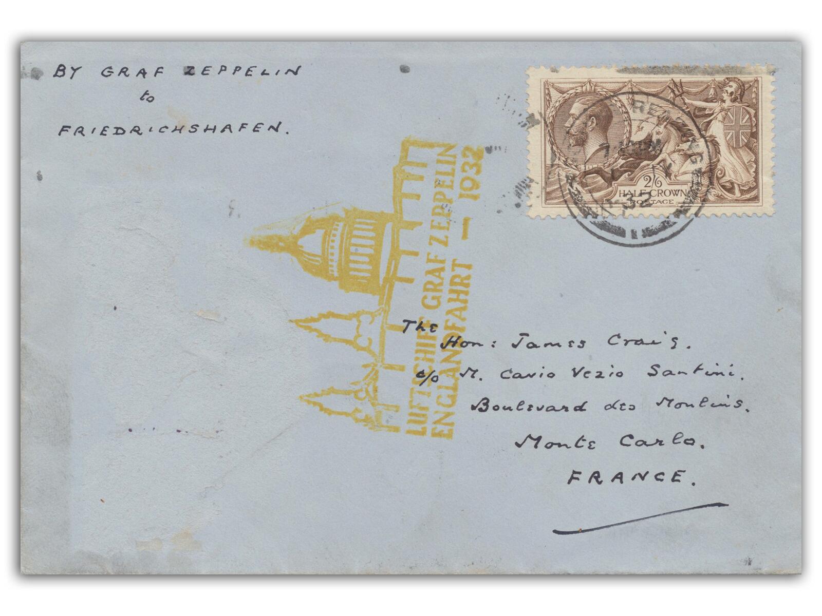 1932 Graf Zeppelin England - Germany, Flown