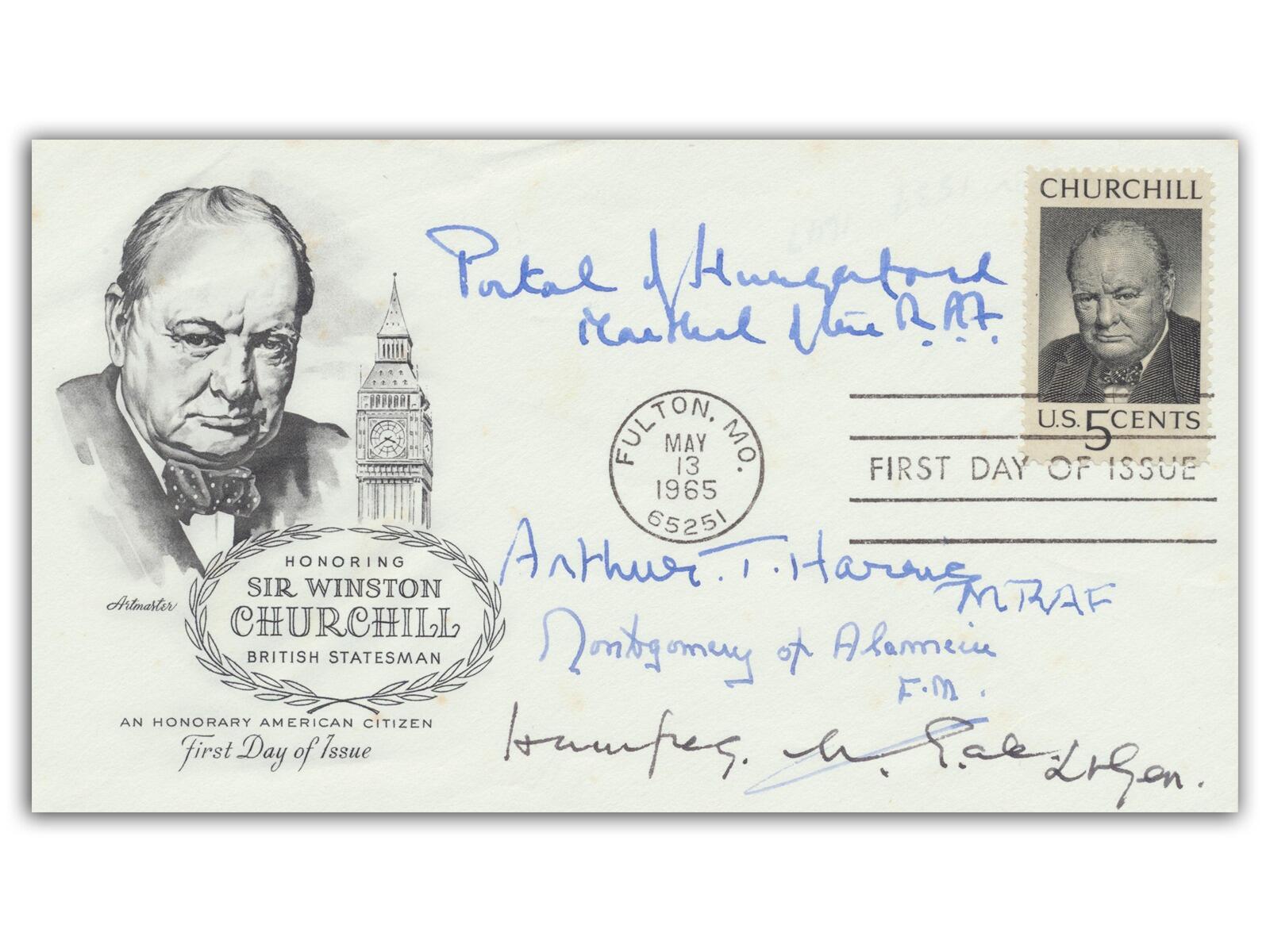 Charles Portal, Bernard Montgomery, Humfrey Gale & Arthur Harris | WWII Autographs