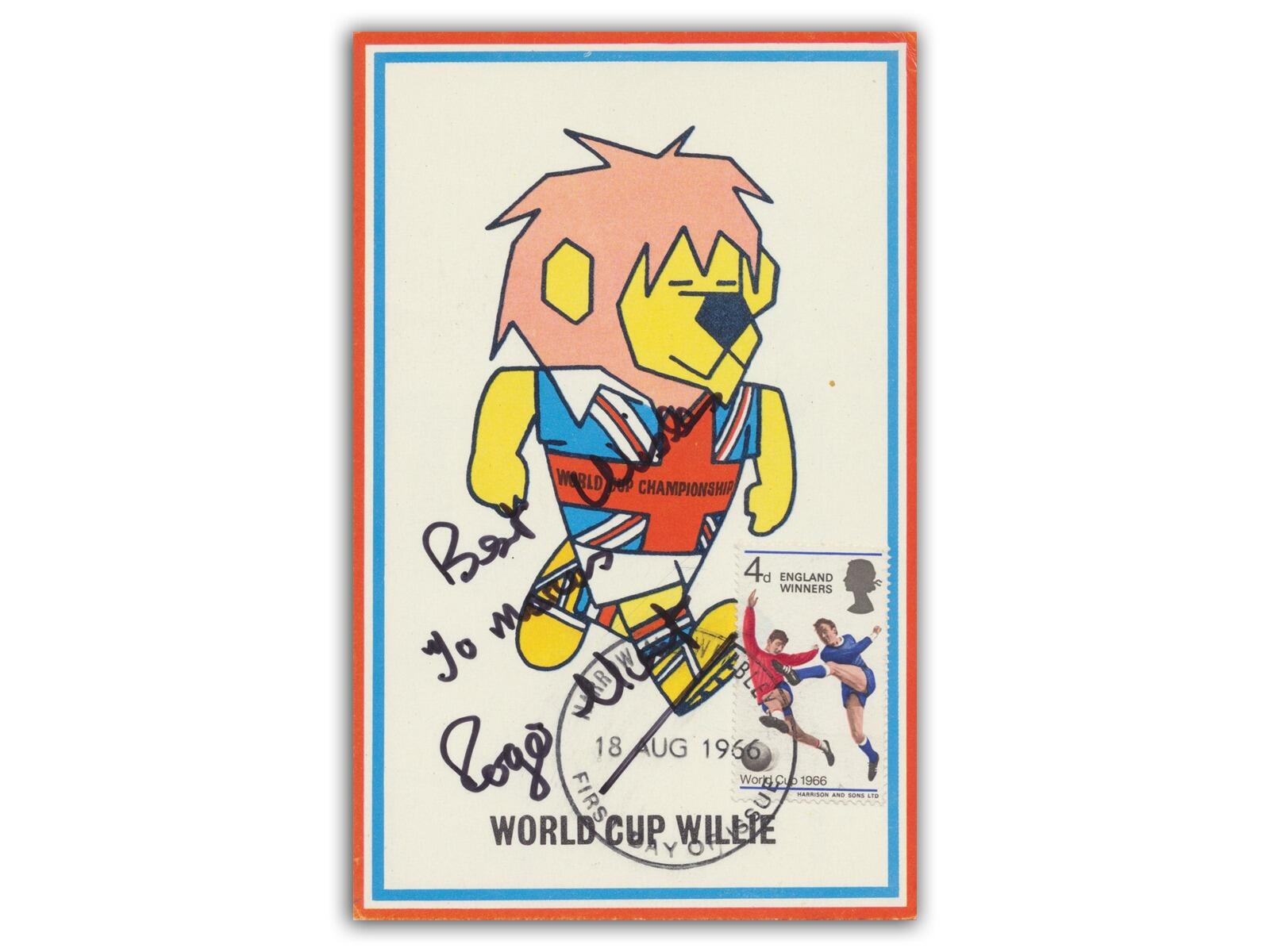 Roger Hunt signed 1966 World Cup Willie