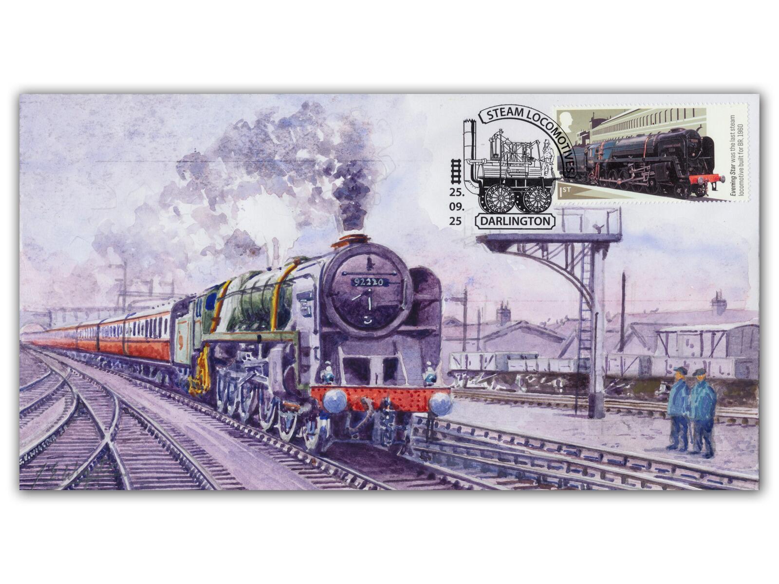 'Evening Star at Station Junction' Watercolour on Steam Locomotives Collectable