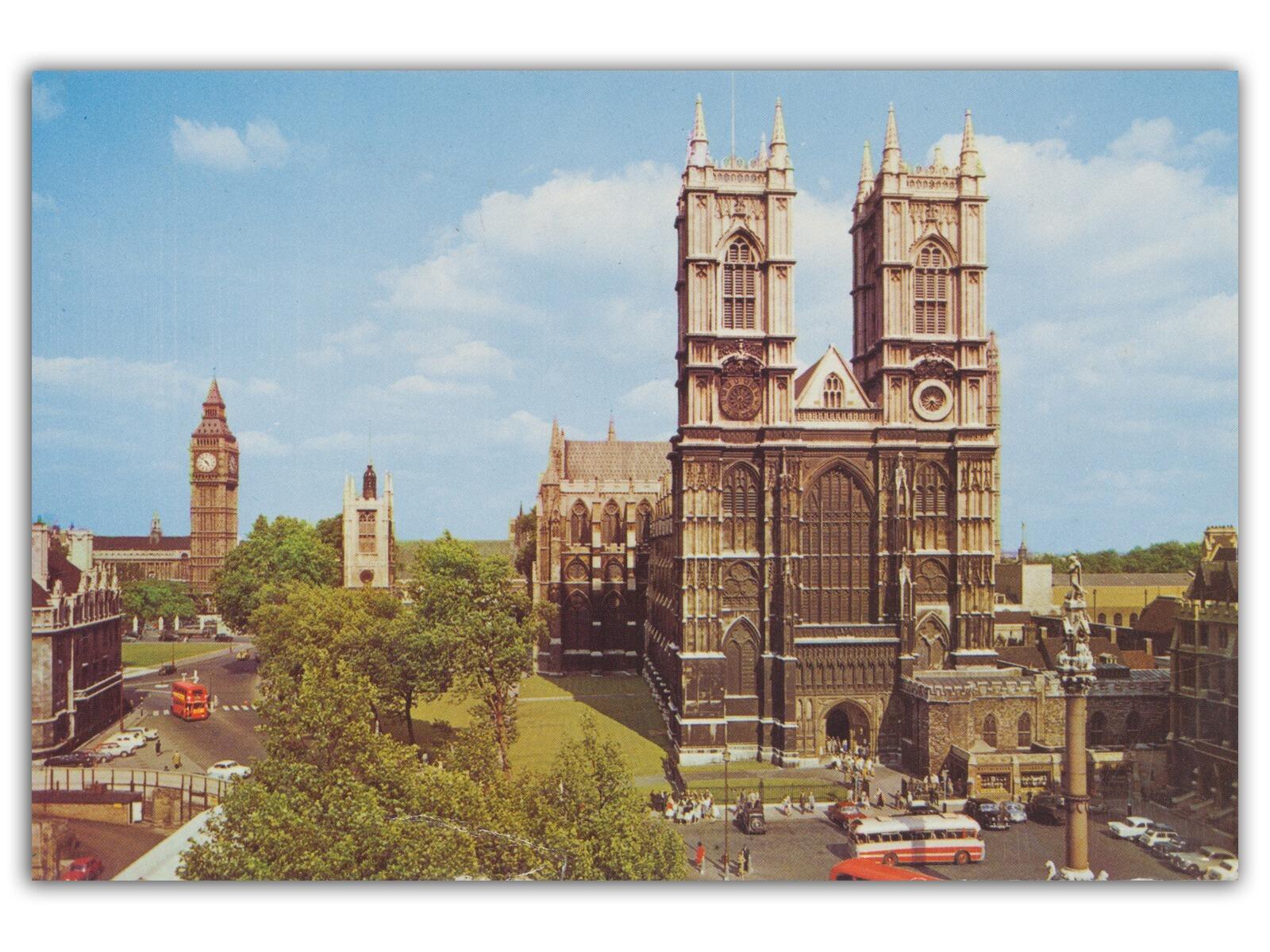1966 Westminster Abbey, Chester FDI, Westminster Abbey Postcard