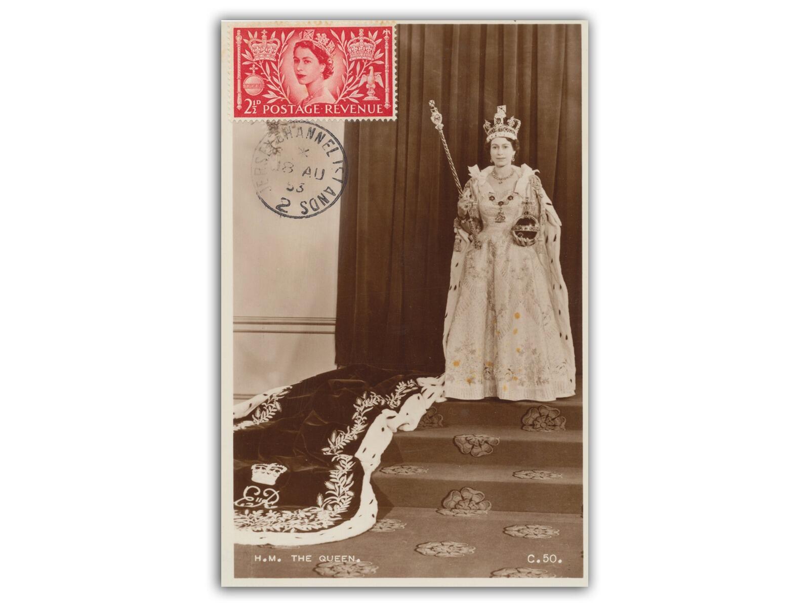 1953 Coronation 2 1/2d, Valentines Postcard