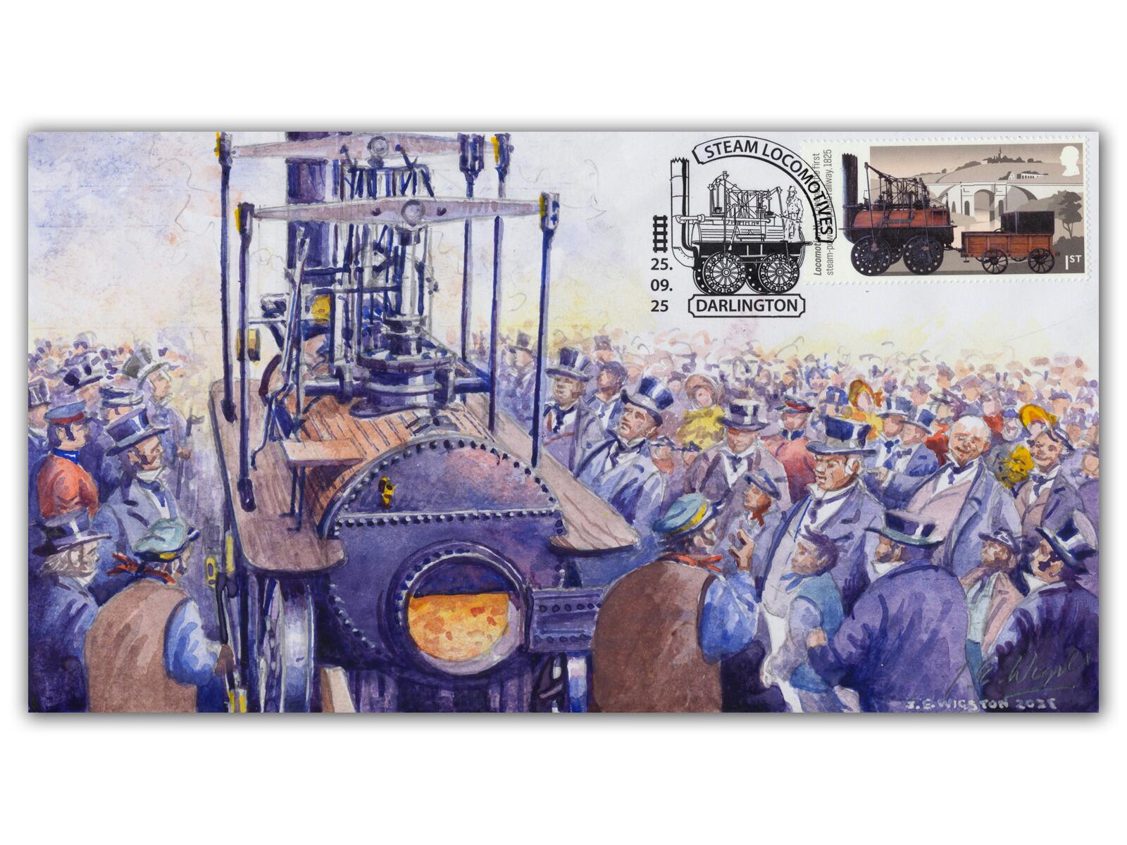 'Loco 1 Attracts a Crowd' Beautifully Crafted Hand-painted FDC | Steam Locos