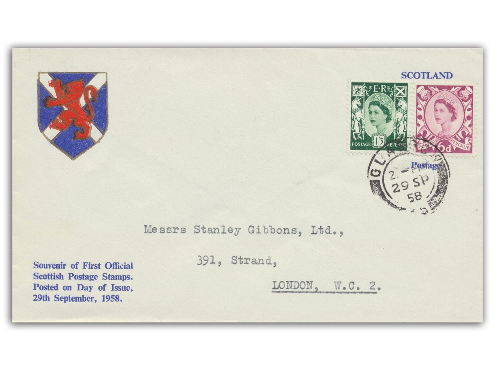 1958 6d & 1/3d Scottish Regionals, Scottish Coat of Arms cover