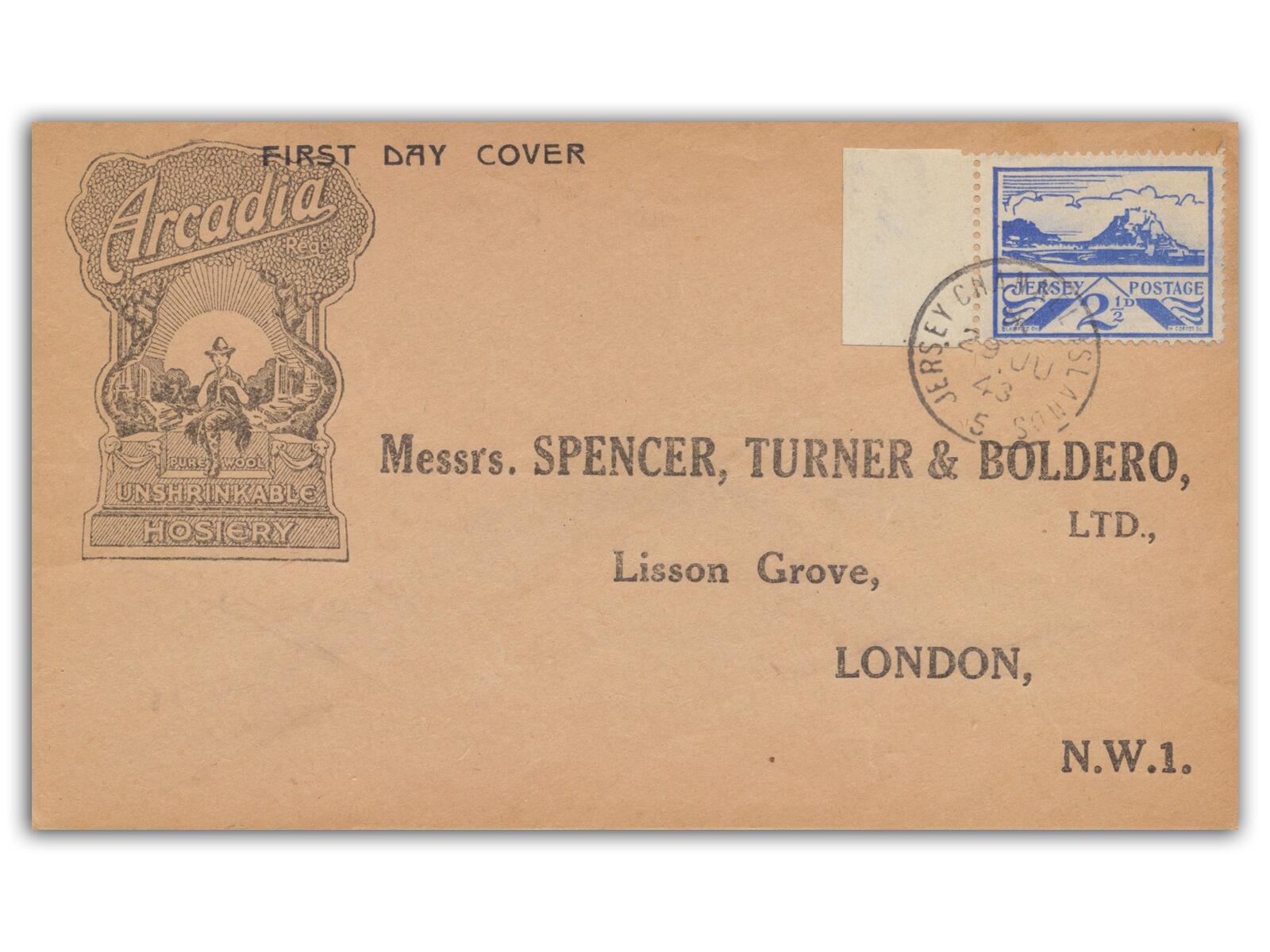 1943 2½d Jersey Views, Arcadia Cover