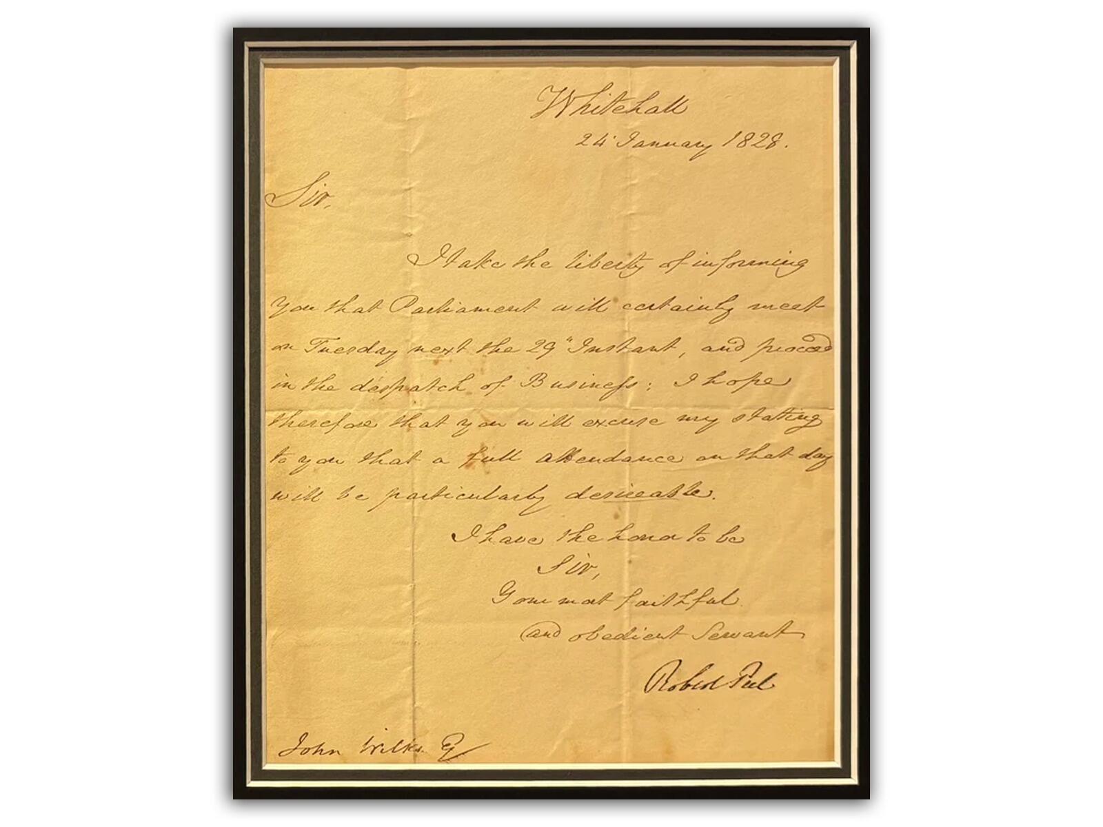 Robert Peel Autograph | Prime Minister Framed Collectable