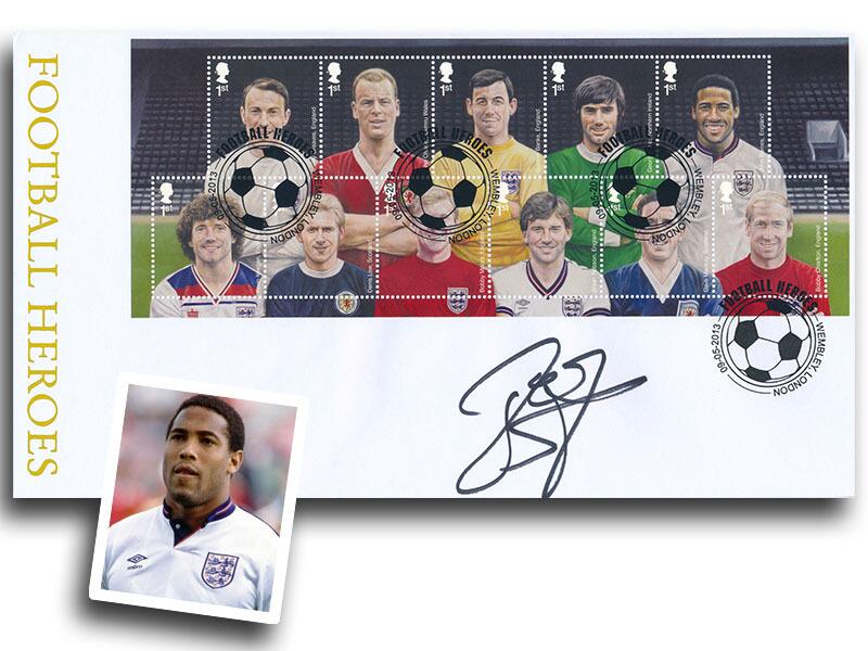 Football Heroes miniature sheet, signed by John Barnes