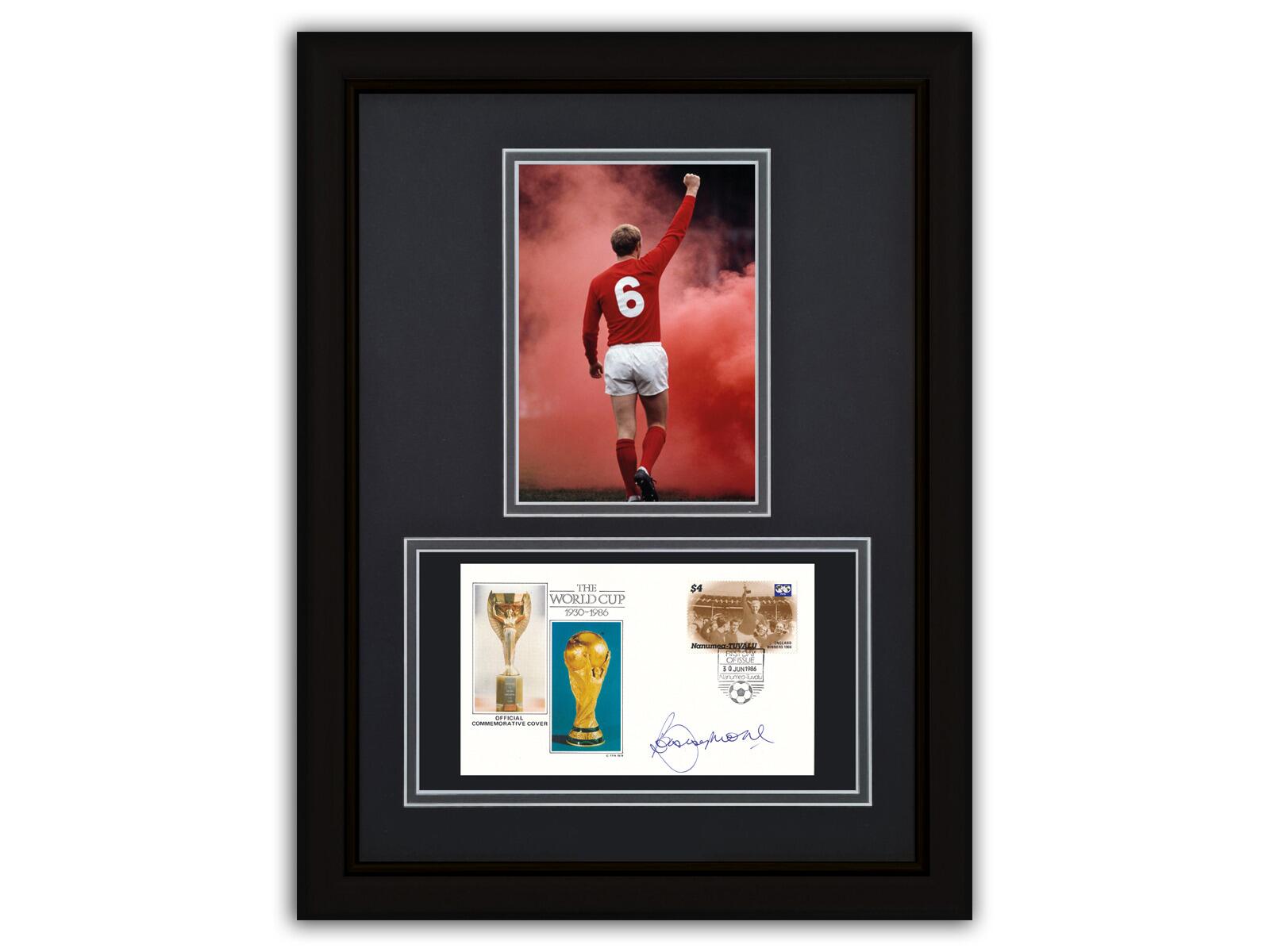Bobby Moore Signed 1986 World Cup Tuvalu FDC - black framed