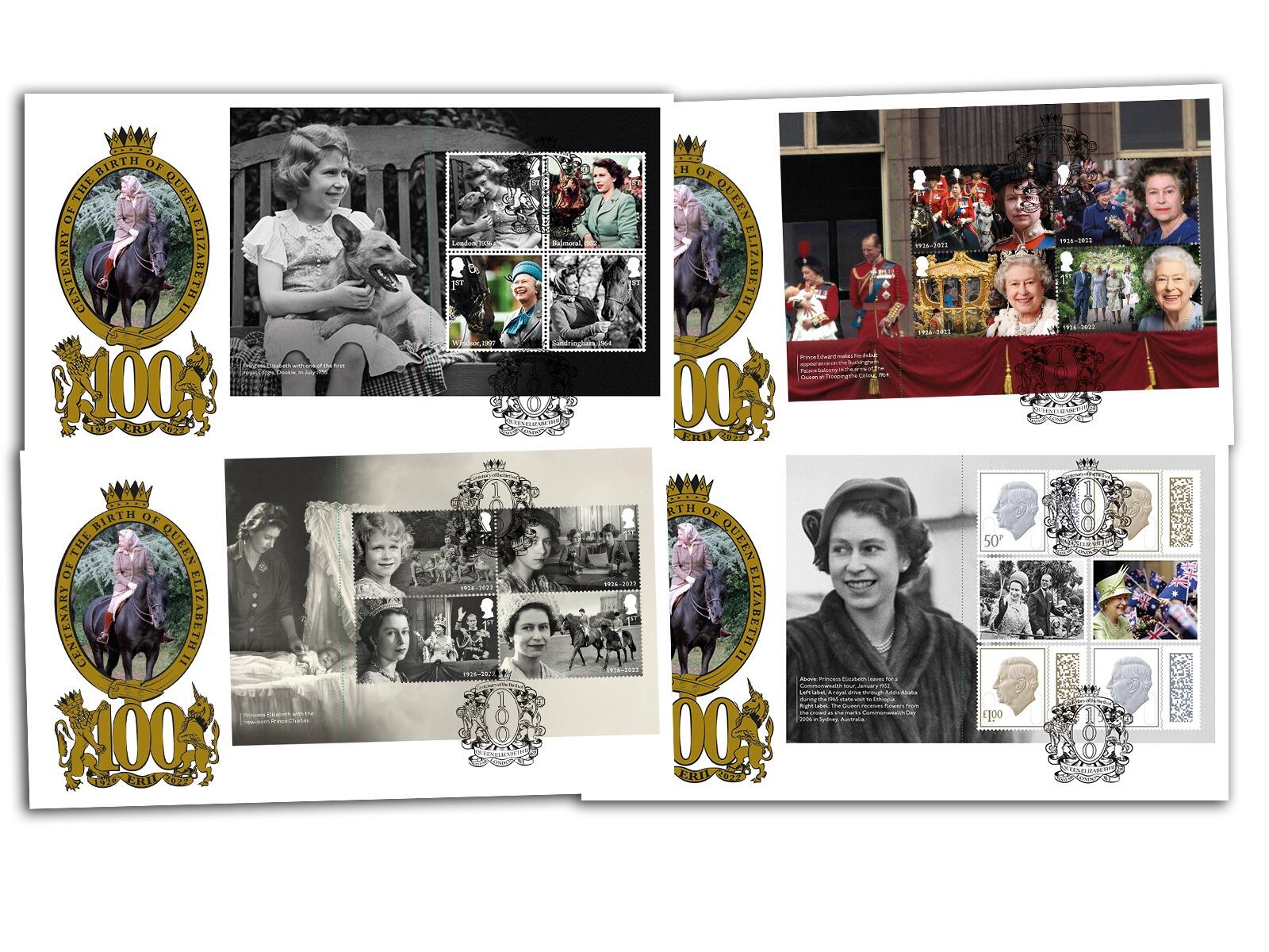 QEII Centenary | Set of 4 Stamp Collectibles