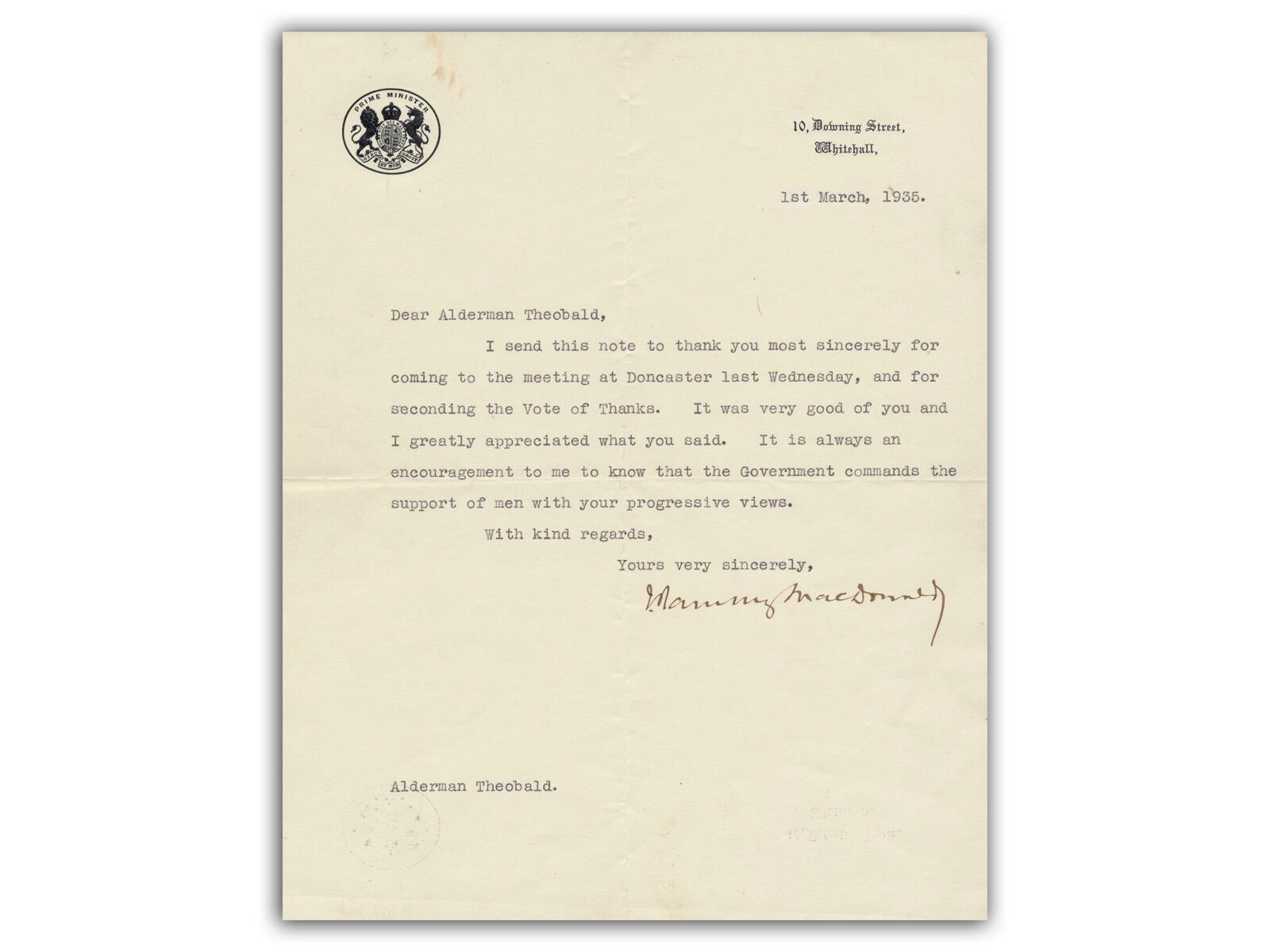 Ramsay MacDonald Autograph | Prime Minister