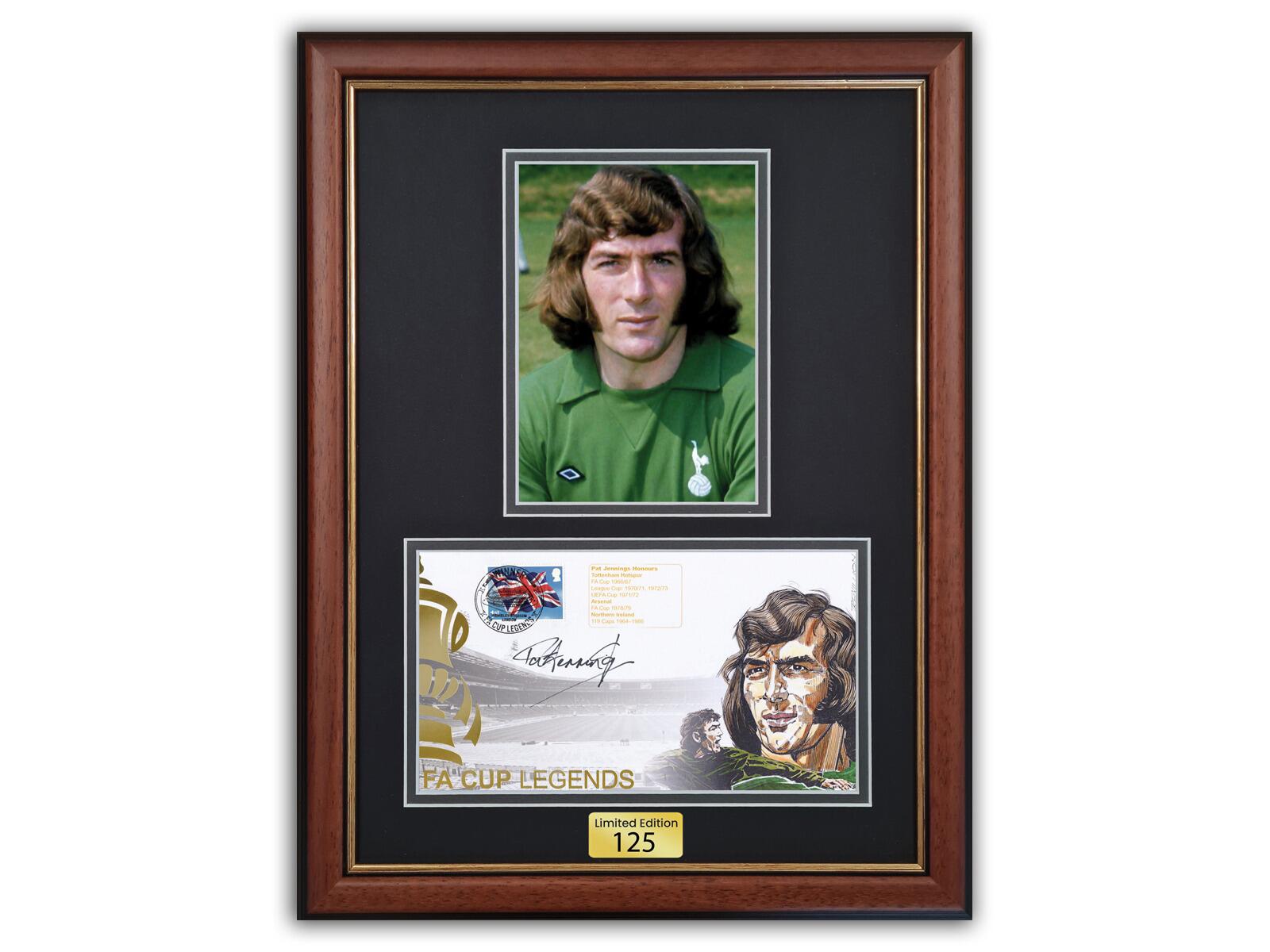 Pat Jennings Signed | FA Cup Legends Brown Frame - Spurs