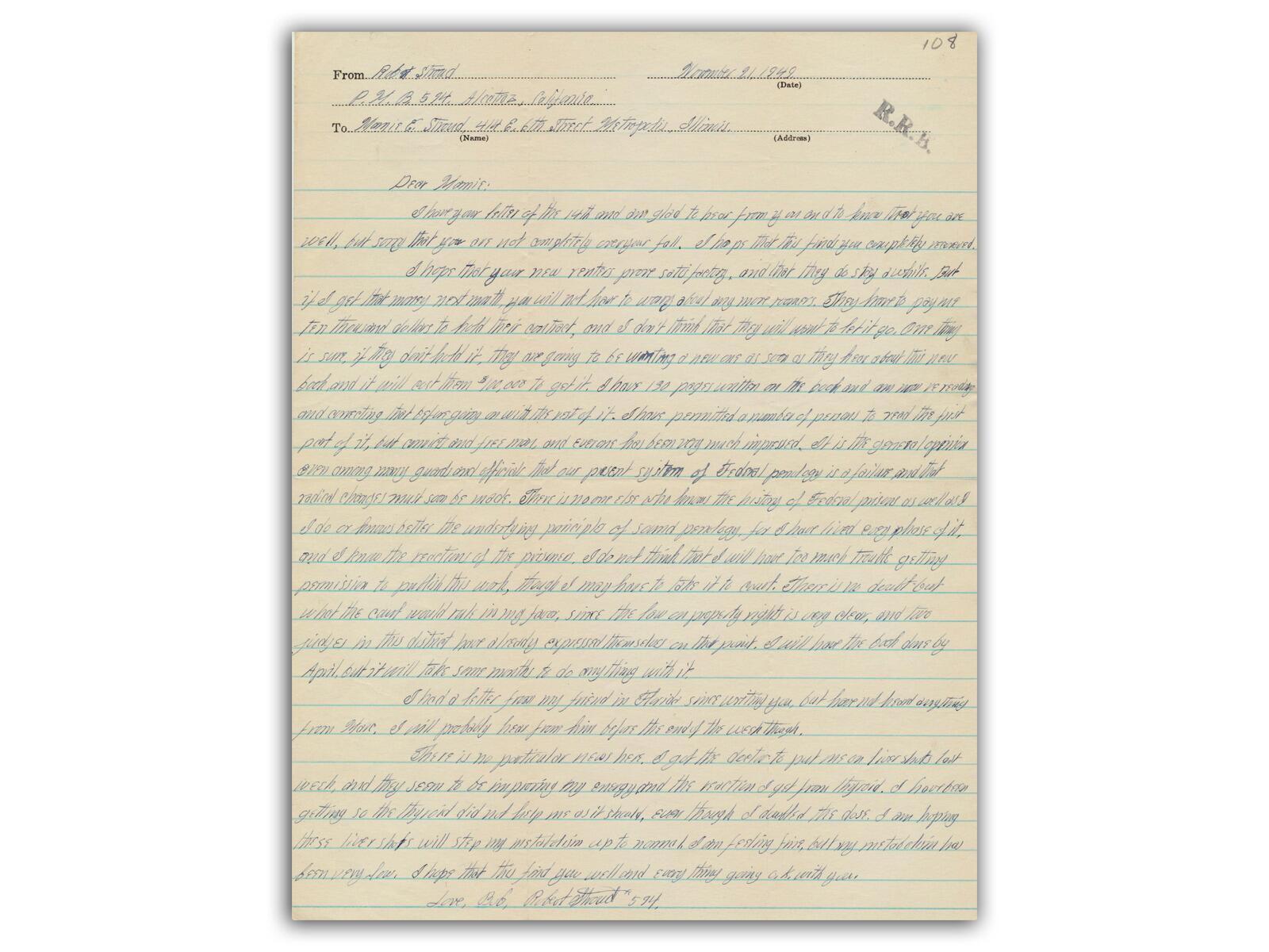 Birdman of Alcatraz Autograph | Alcatraz Signed Letter