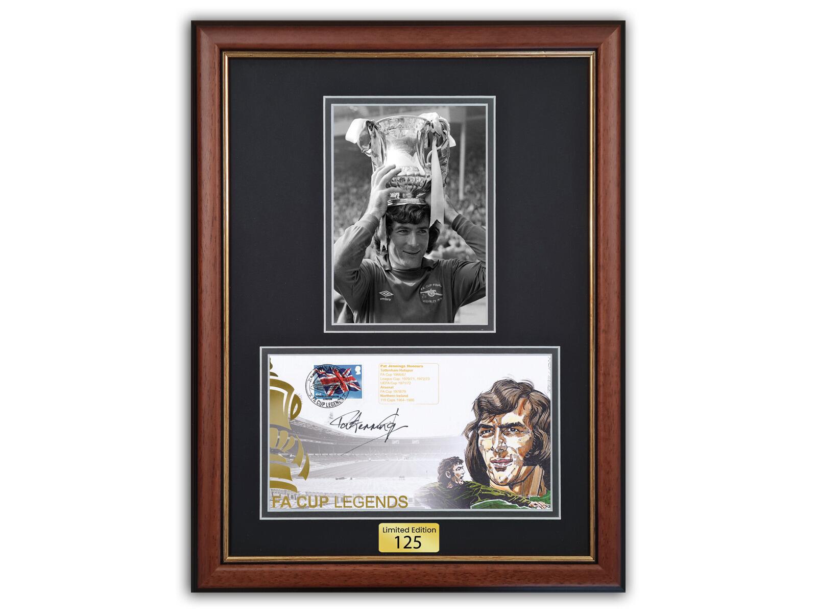 Pat Jennings Signed | FA Cup Legends Brown Frame - Arsenal