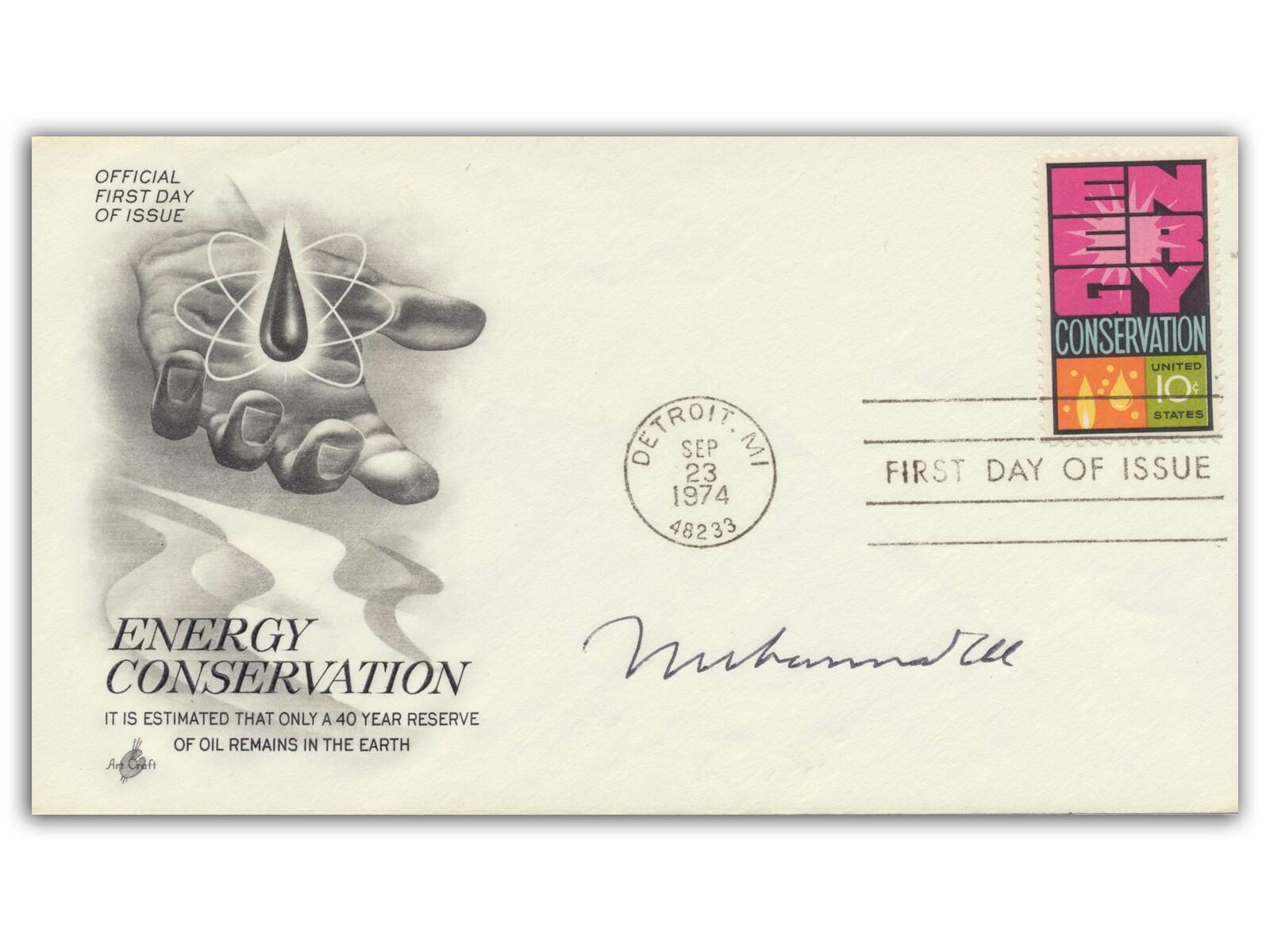 Muhammad Ali hand-signed 1974 USA First Day Cover