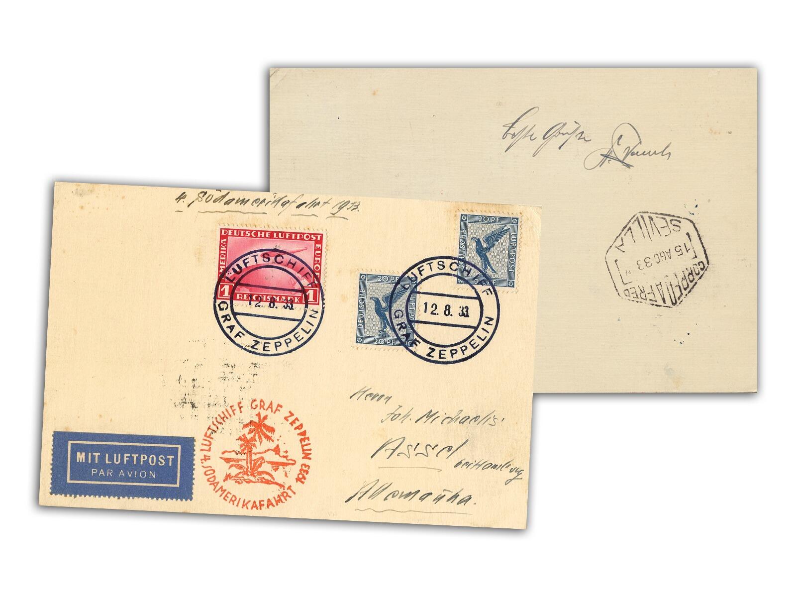 1933 Graf Zeppelin South America Flight, Signed Karl Beuerleuerle