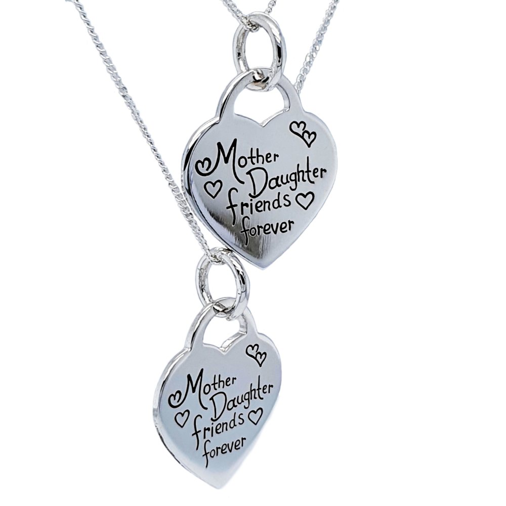 mother daughter heart necklace set