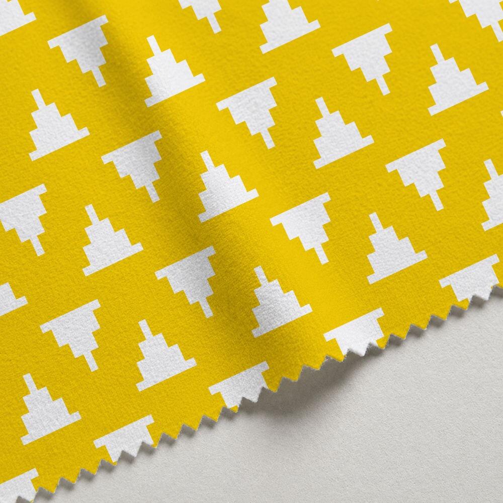 Yellow and White Kilim Velvet Fire Retardant Fabric
