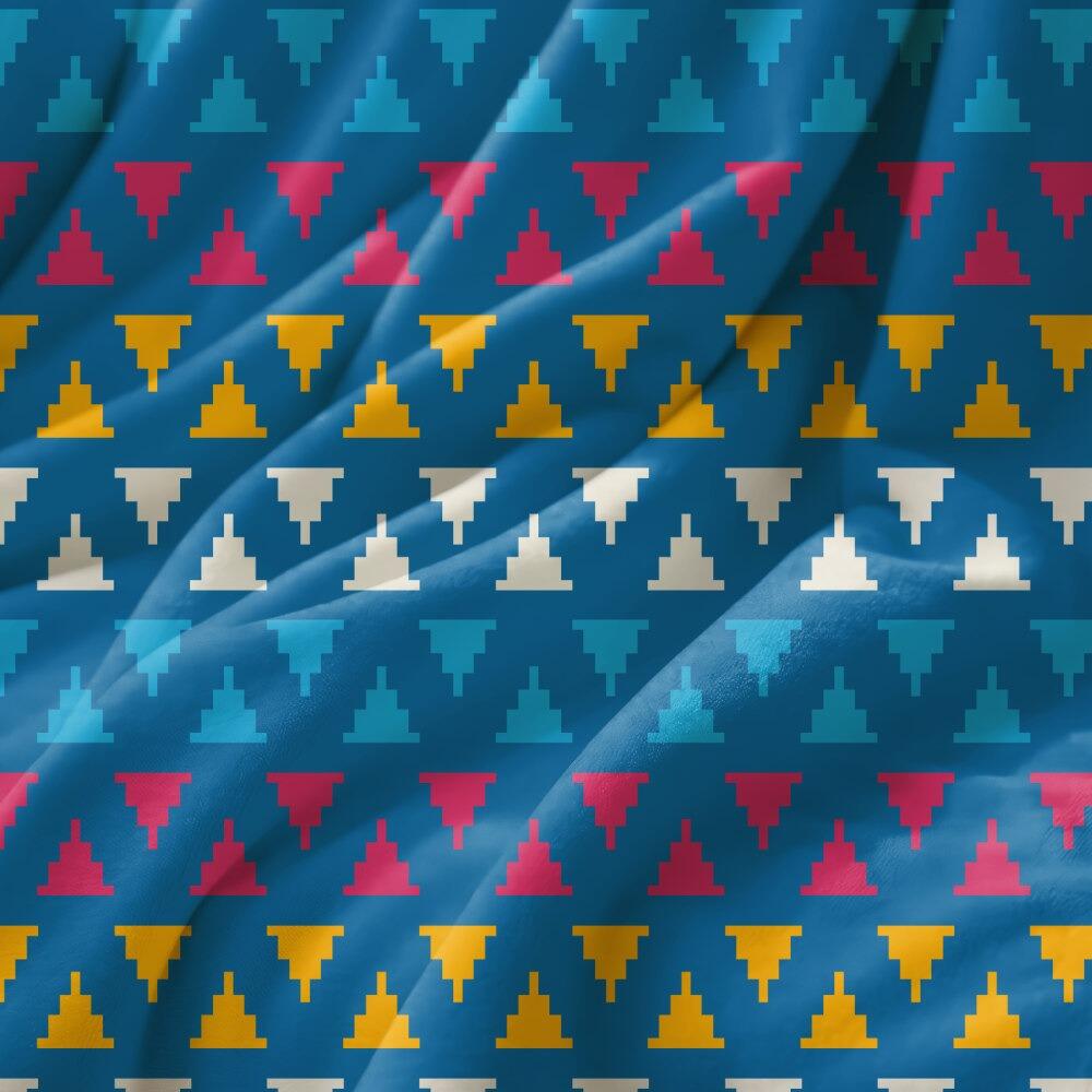 Bright Blue Kilim Suede Waterproof FR Fabric