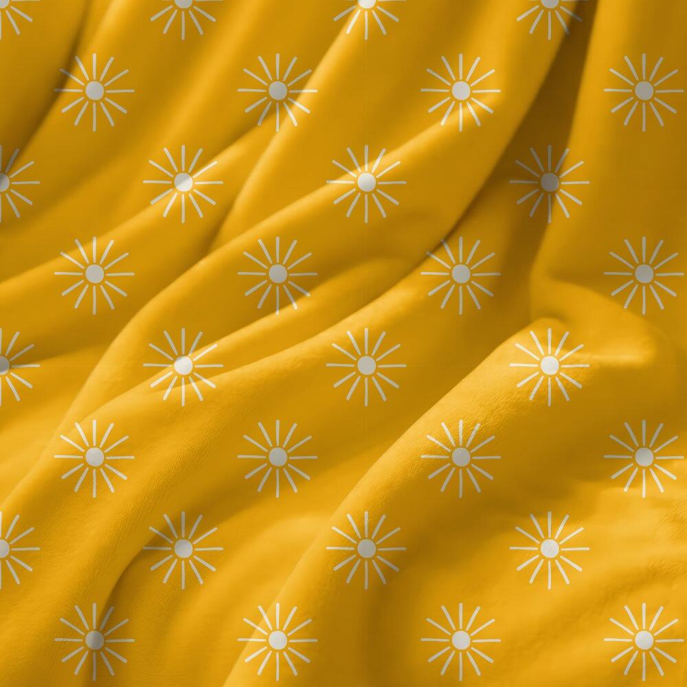 Yellow Sunburst Velvet Fire Retardant Fabric