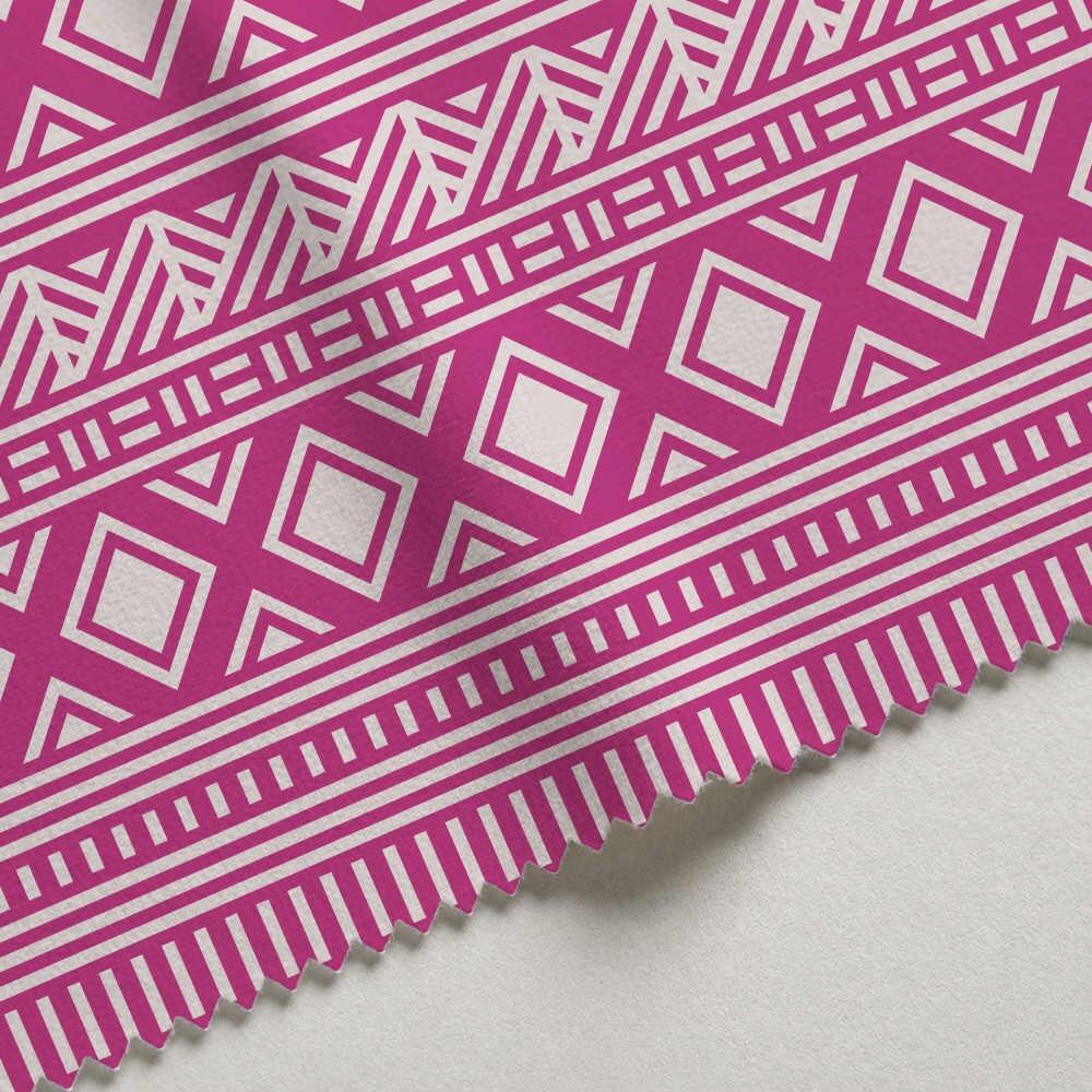 Magenta Tribal Stripes Velvet Fire Retardant Fabric