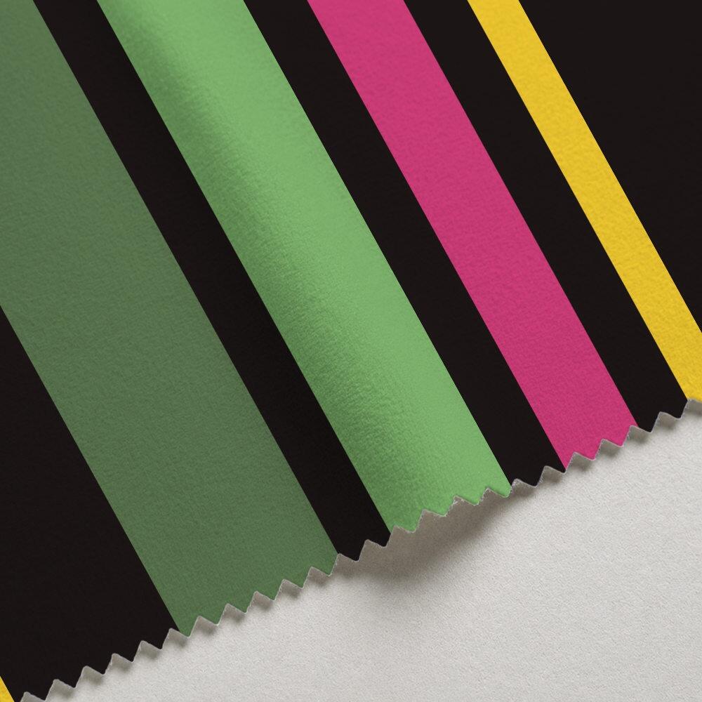 Black, Pink, Green and Yellow Stripe Velvet Fire Retardant Fabric